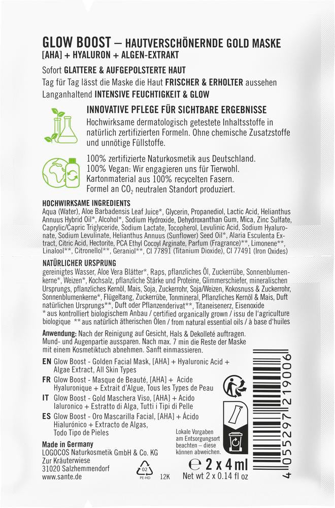 Glow Boost hautverschönernde Gold Maske mit AHA, H 8 ml