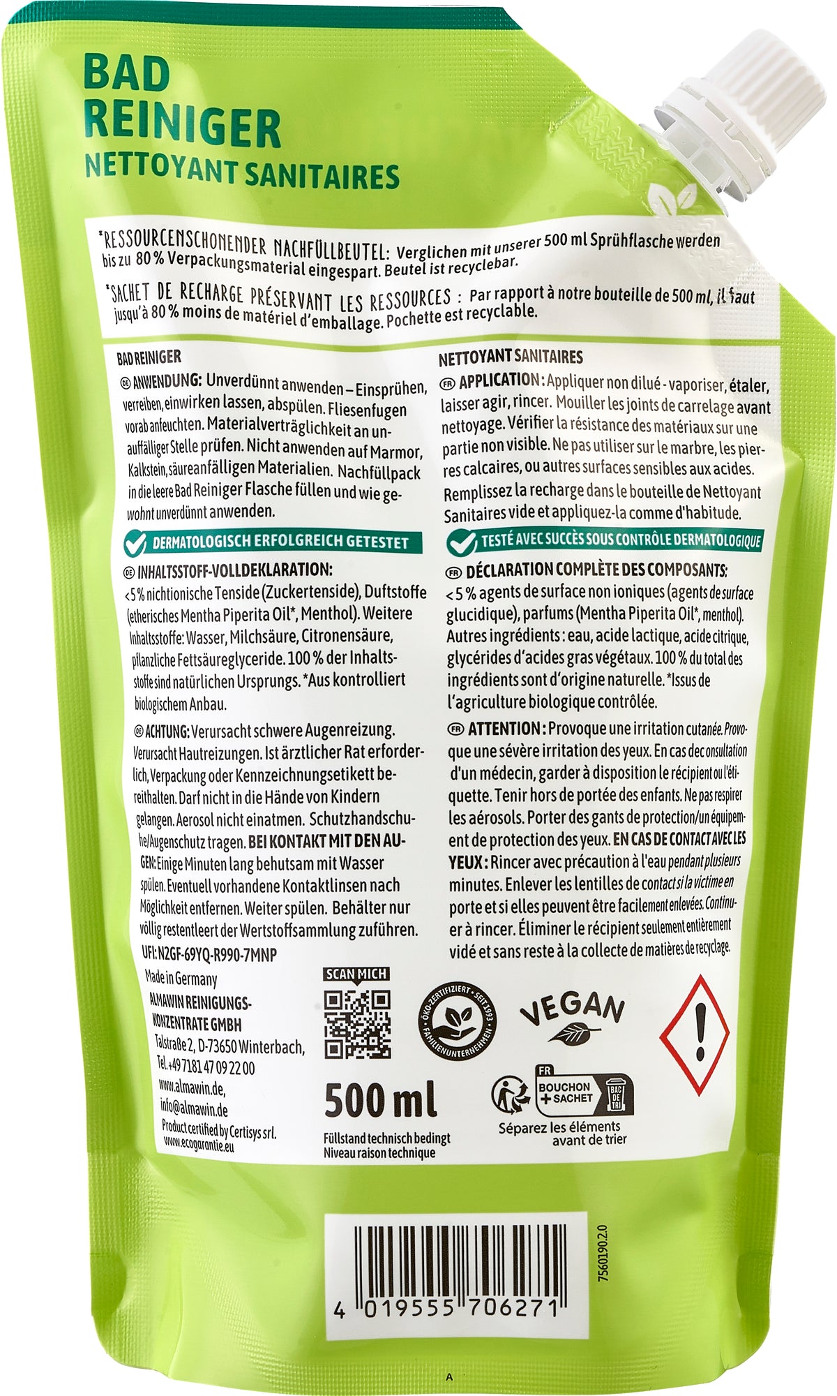 Badreiniger Nachfüllbeutel 500 ml