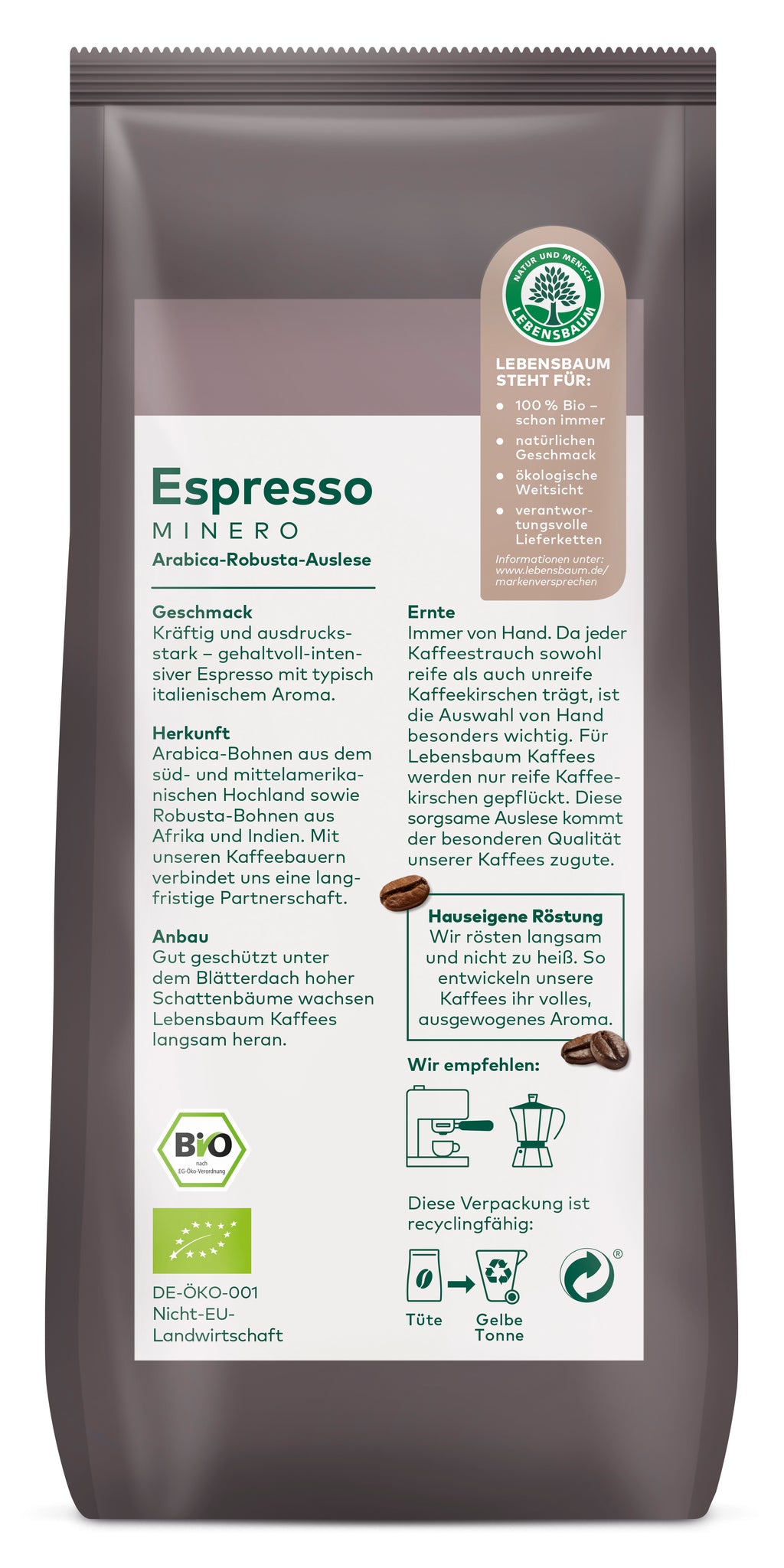 Espresso minero gemahlen 250 g