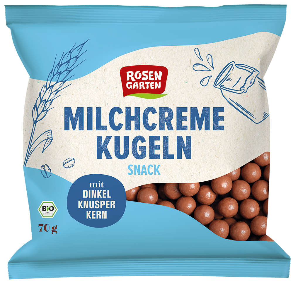 Milchcreme-Kugeln mit Dinkel-Knusper-Kern Snack 70 g