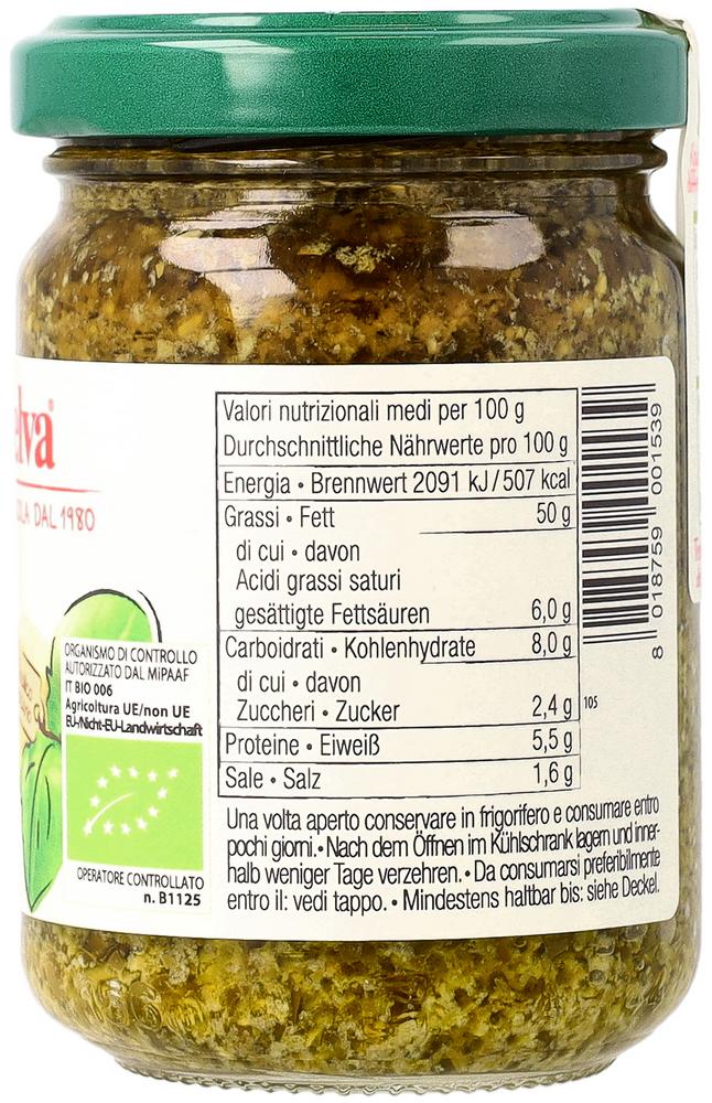 Pesto Basilikum mit Schafskäse 100% Olivenöl 130 g
