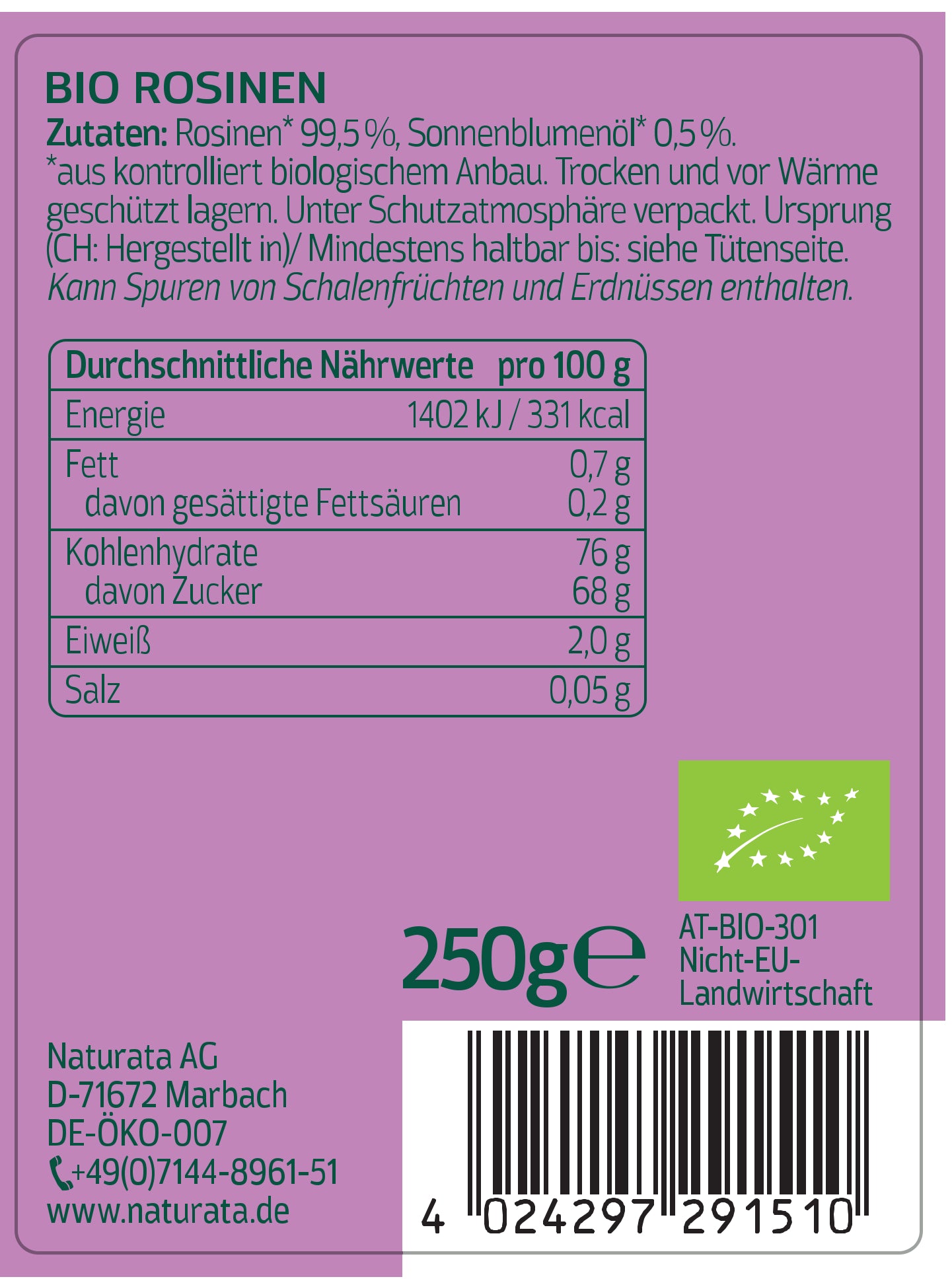 Rosinen getrocknet 250 g