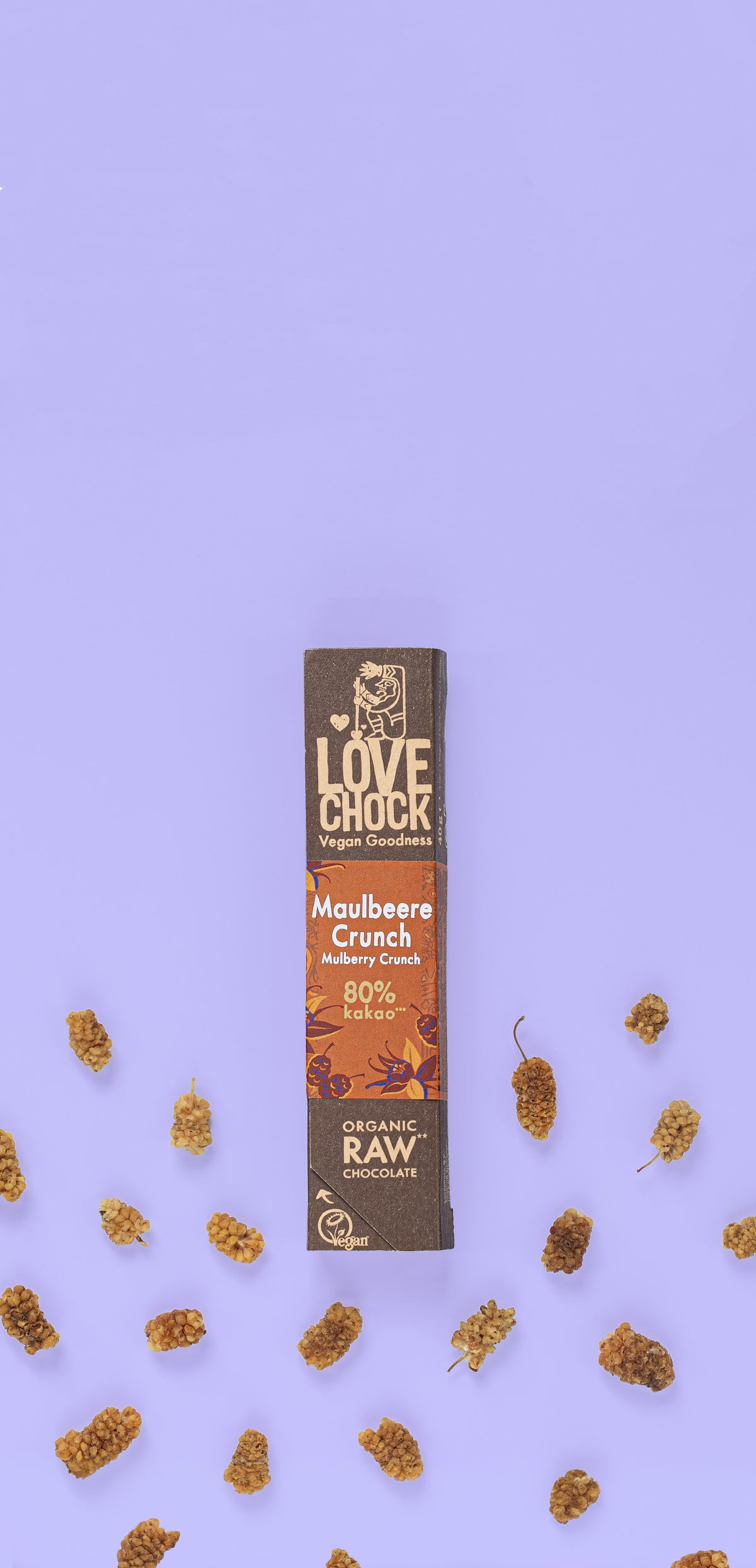 Lovechock Maulbeere-Crunch 81% Kakao 40 g