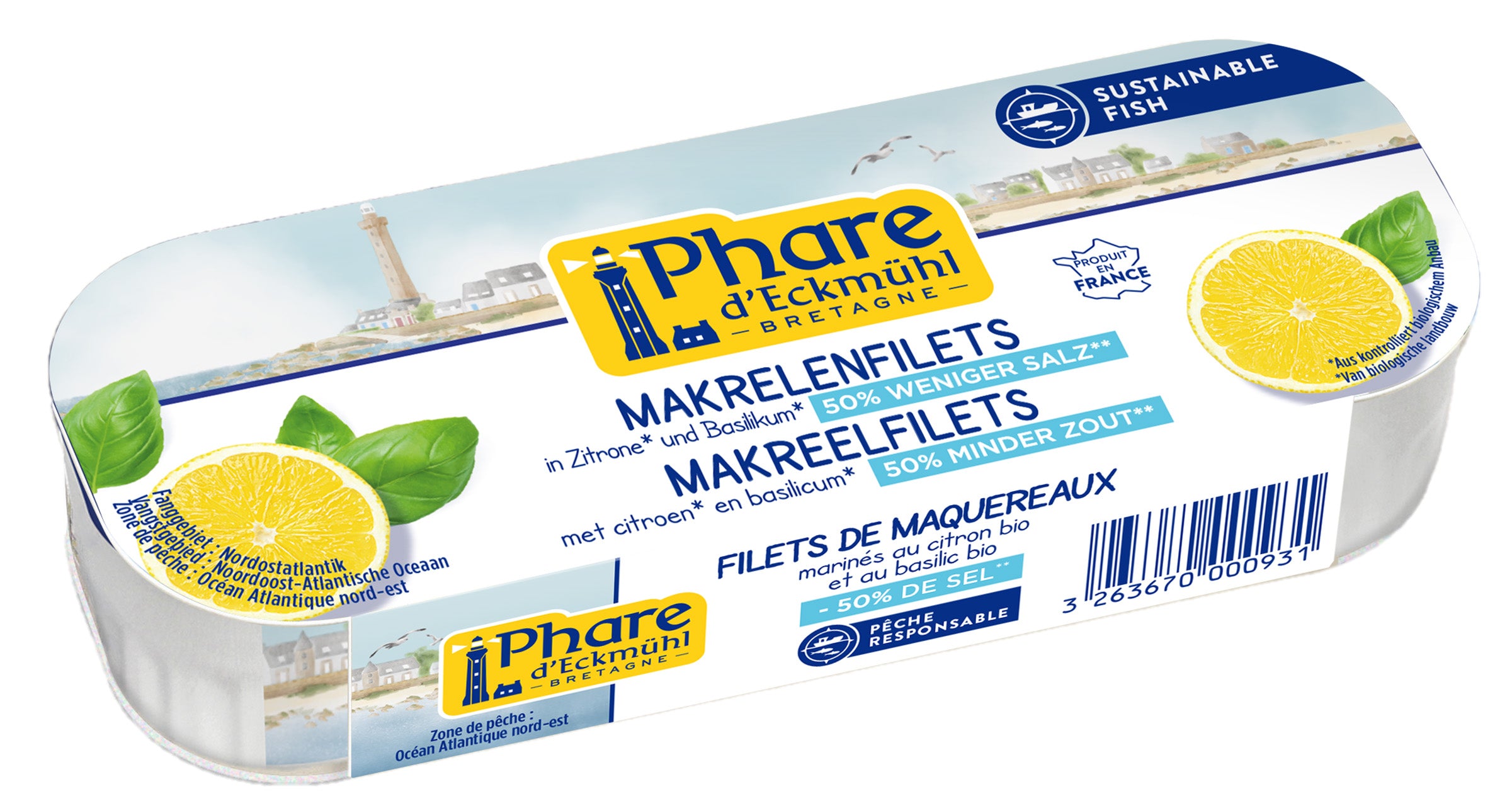 Makrelenfilets Zitrone & Basilikum  -50% Salz 130 g