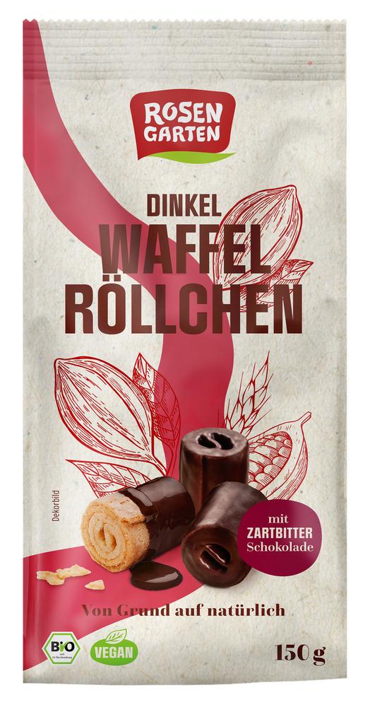Dinkel-Waffelröllchen Zartbitterschokolade 150 g