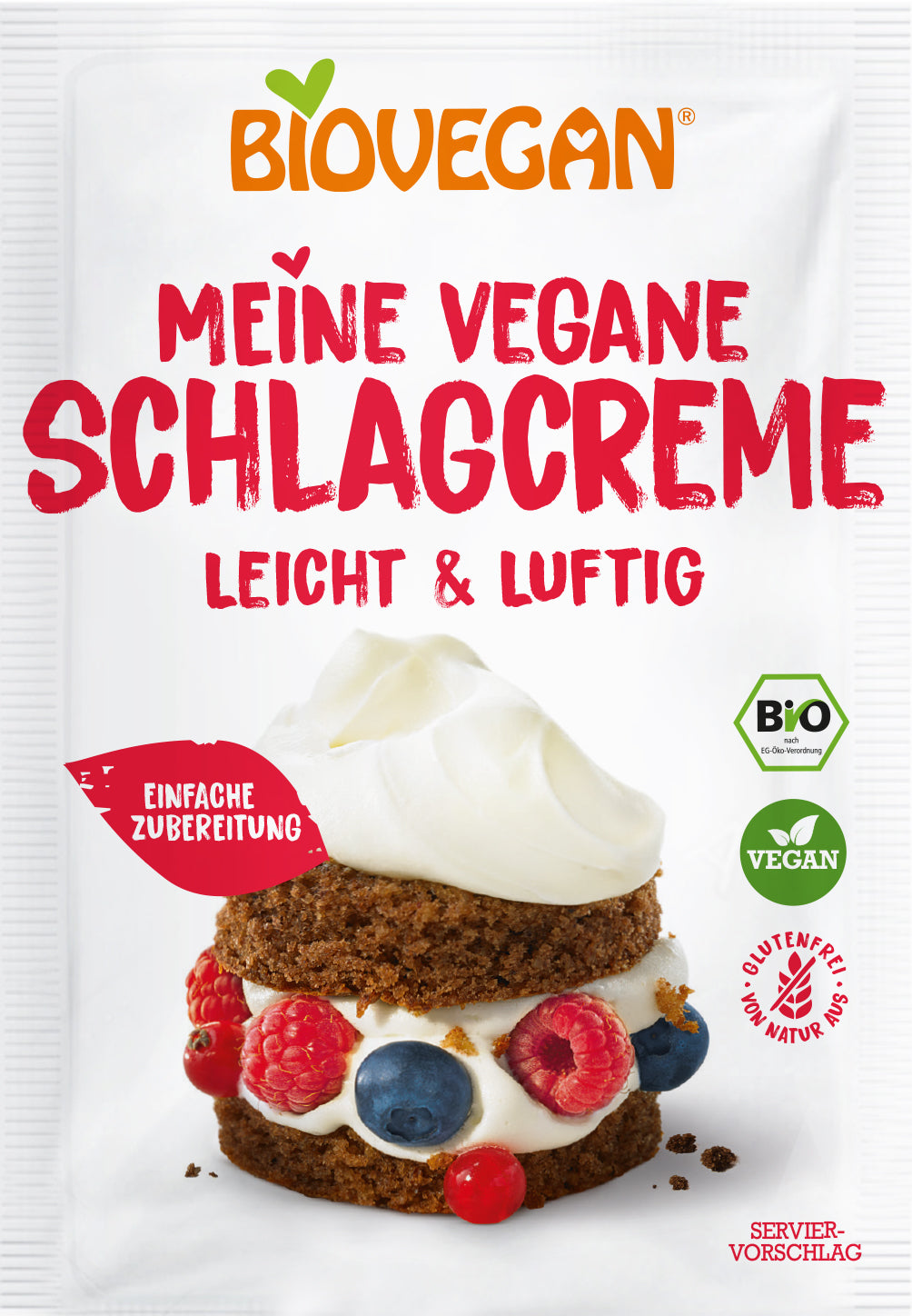 Schlagcreme Pulver kompostierbare Verpackung 54 g