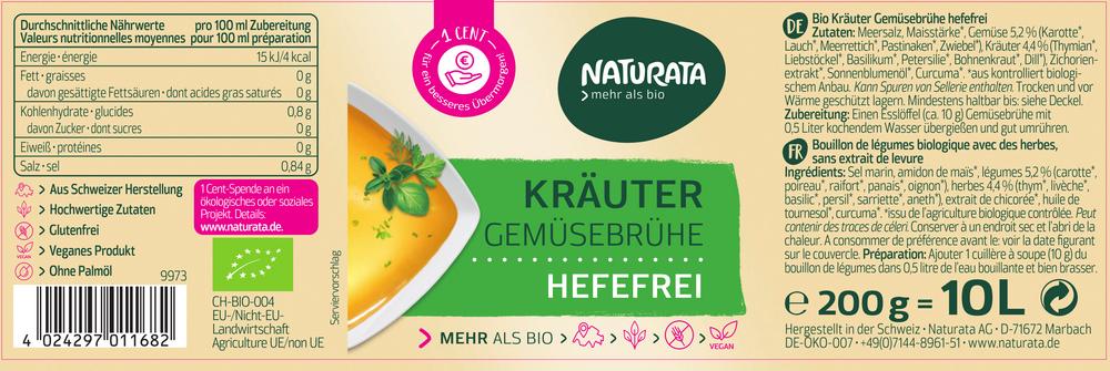 Gemüsebrühe Kräuter hefefrei Glas 200 g