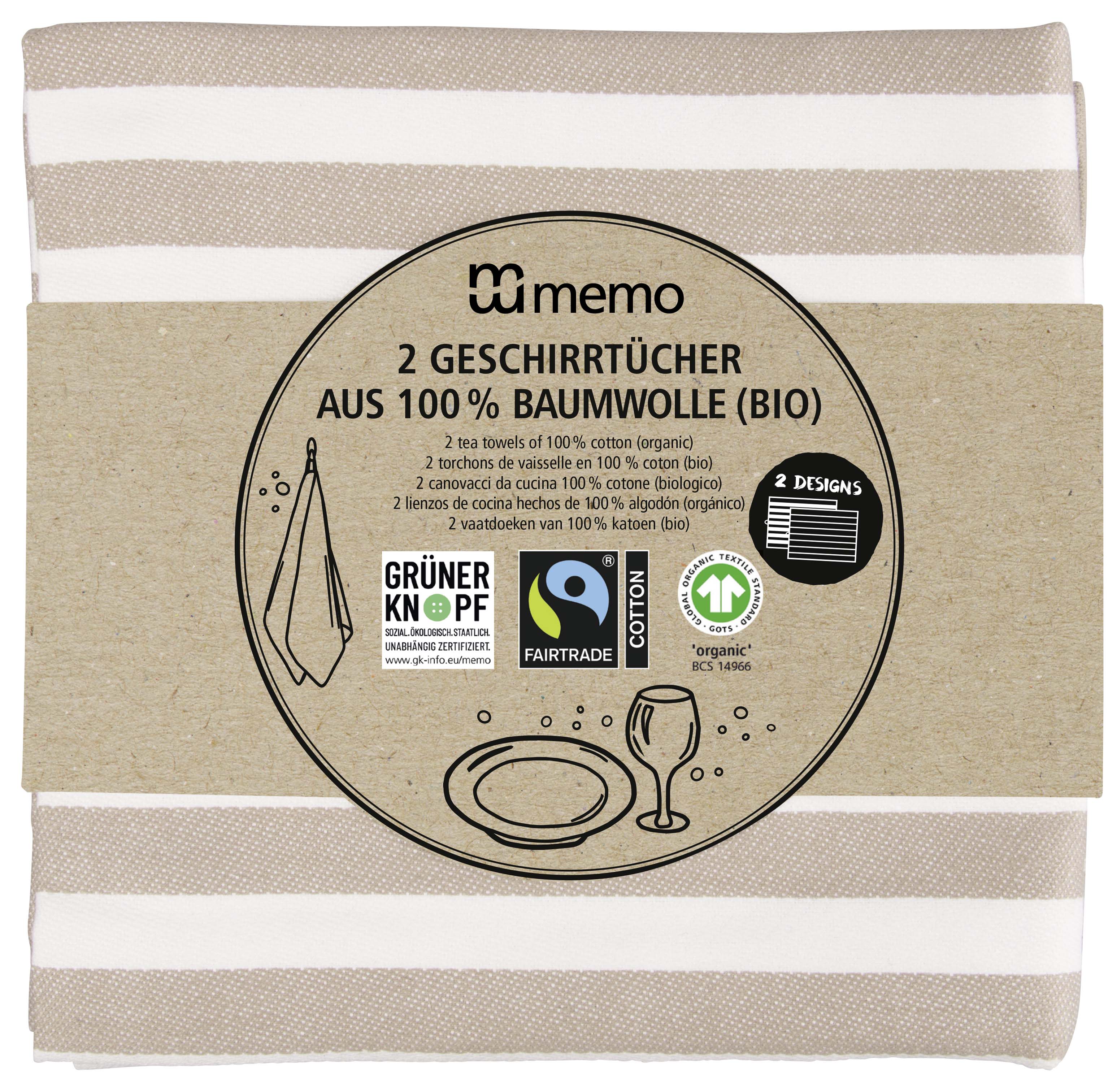 Geschirrtücher aus Bio-Baumwolle 50x70 cm 2 Stk