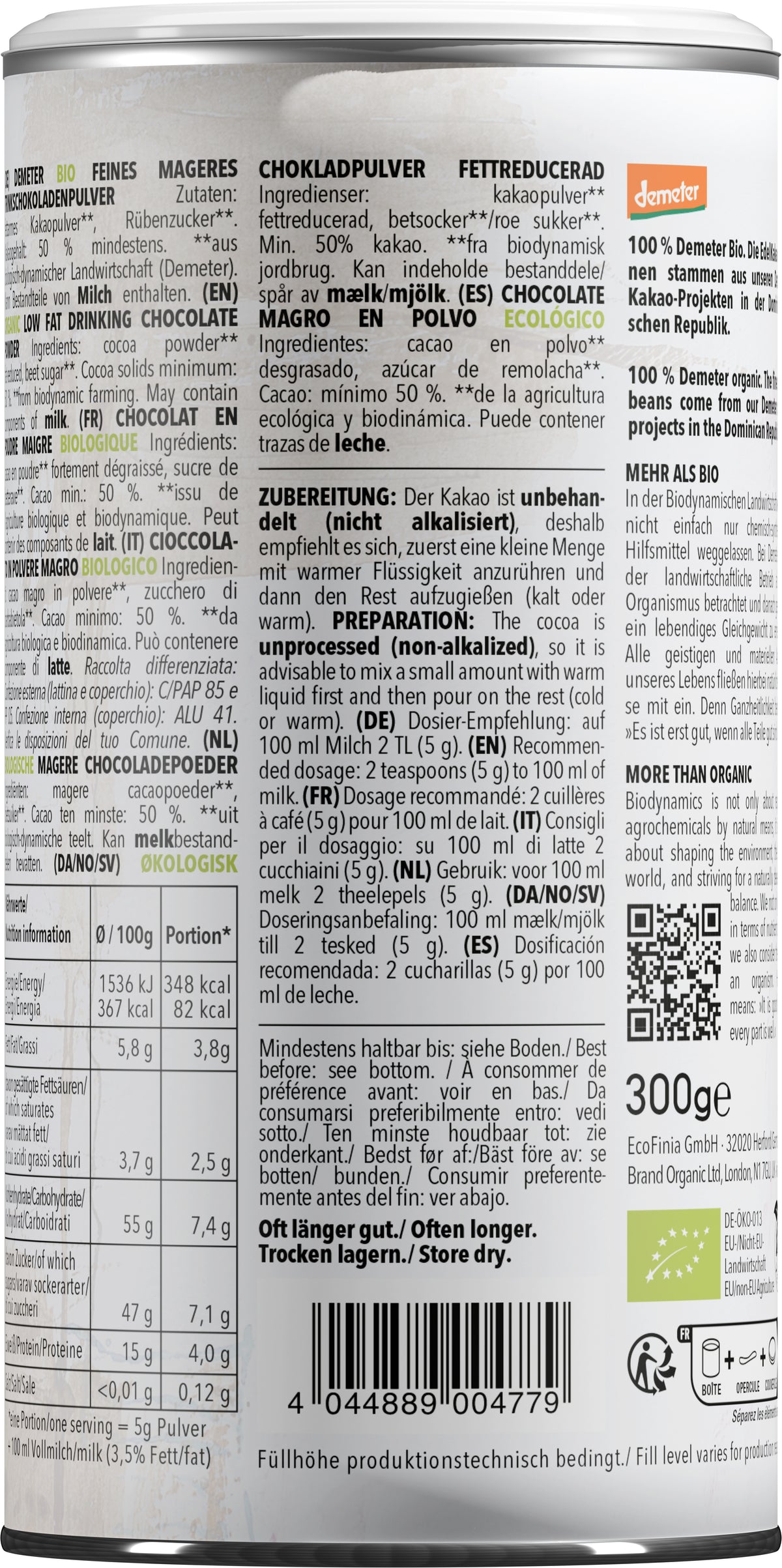 Trinkschokolade 50% Kakao demeter 300 g