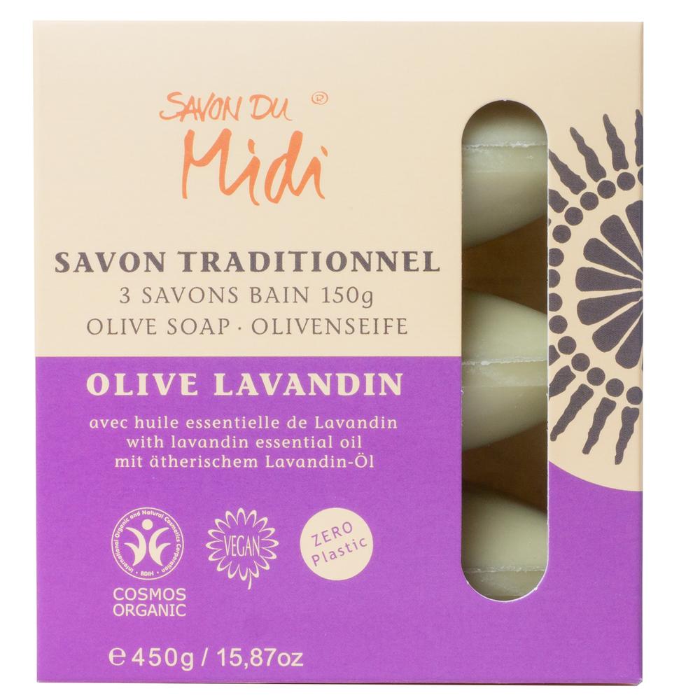 Olivenseife Lavandinöl in Papier-Box 450 g