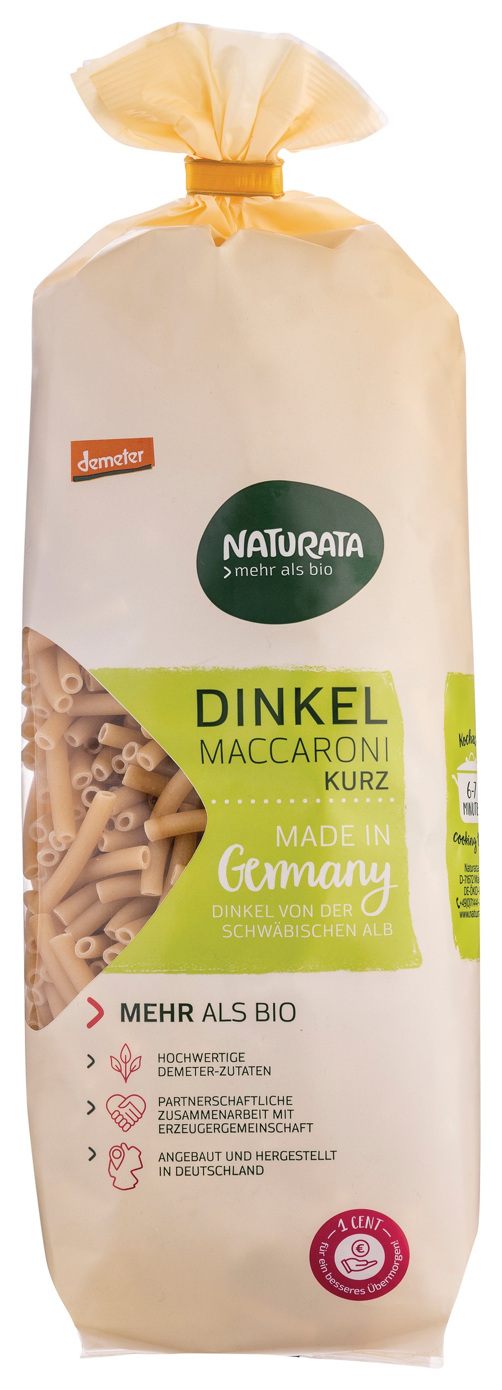 Maccaroni kurz Dinkel hell demeter 500 g