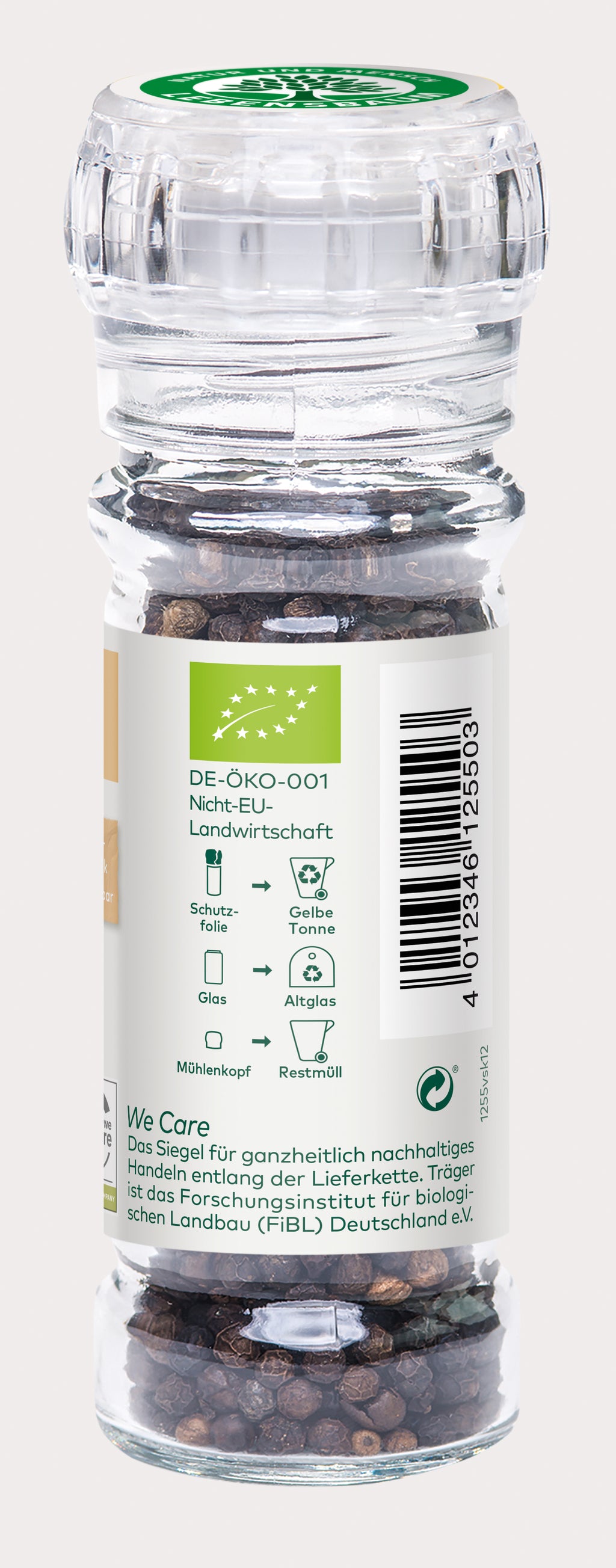 Pfeffer  schwarz, ganz  Glasmühle 45 g