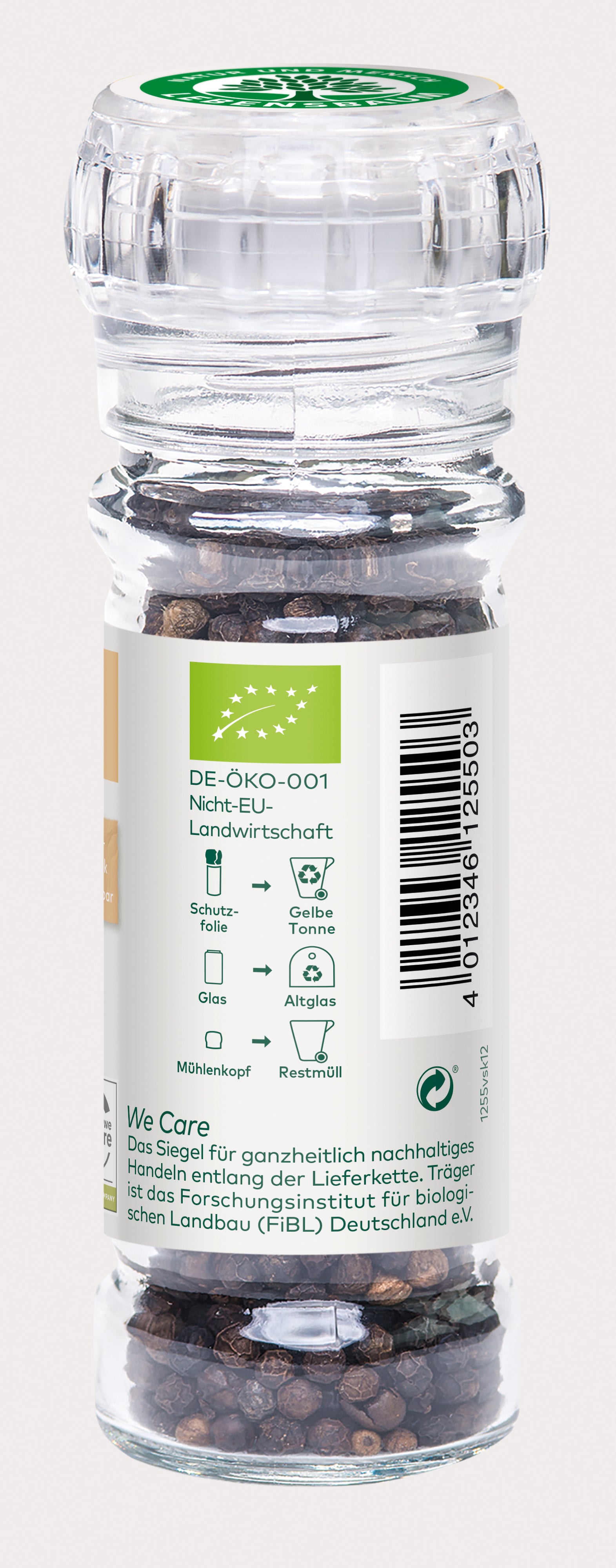 Pfeffer  schwarz, ganz  Glasmühle 45 g
