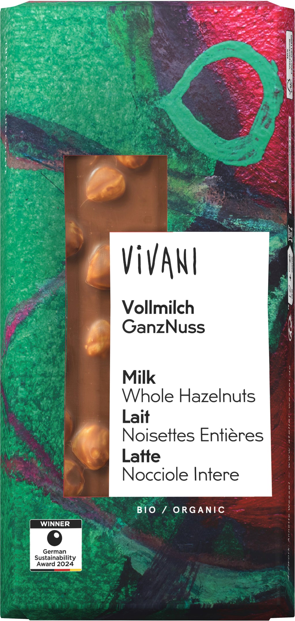 Vollmilch-Schokolade ganze Nüsse 100 g