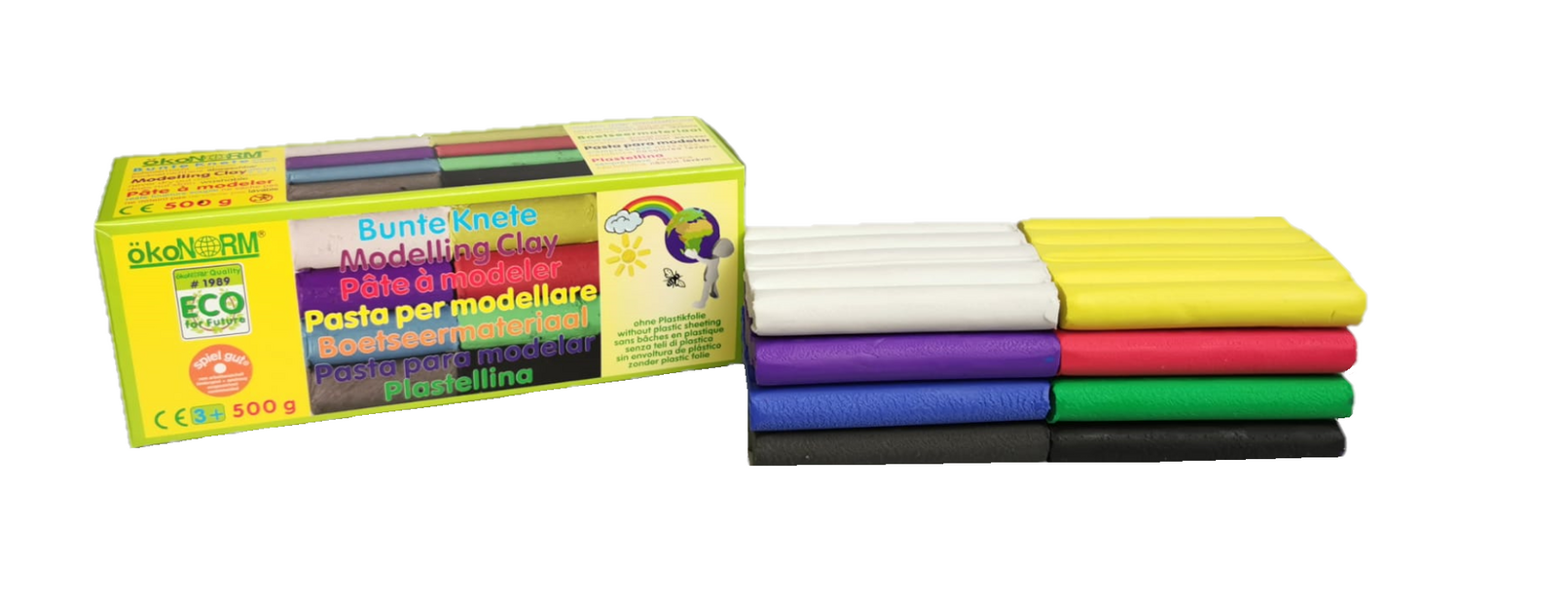Bunte Knete 8 Farben ohne Plastikfolie 500 g