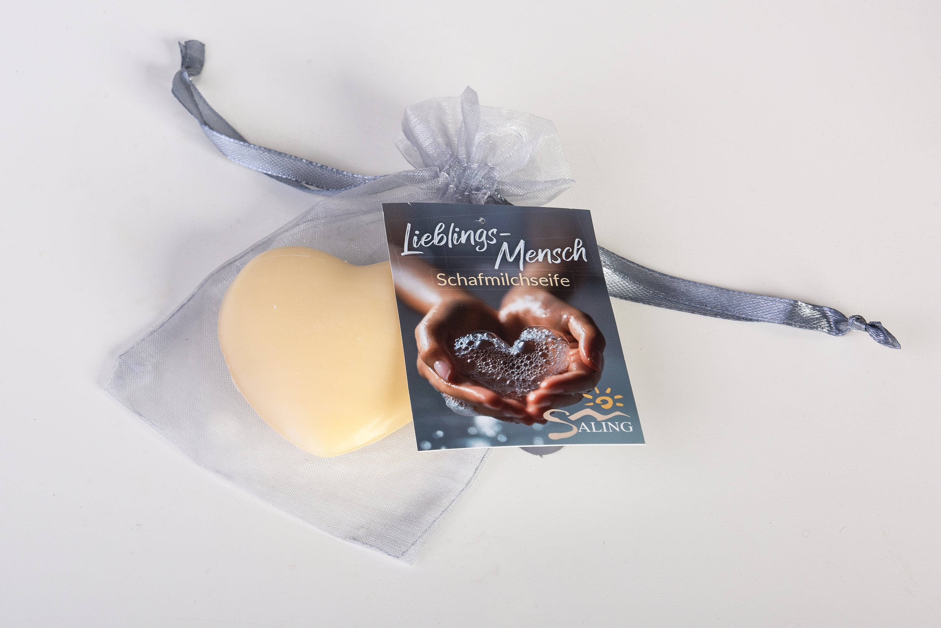Schafmilchseife Lieblingsmensch Herz im Organzasäc 65 g