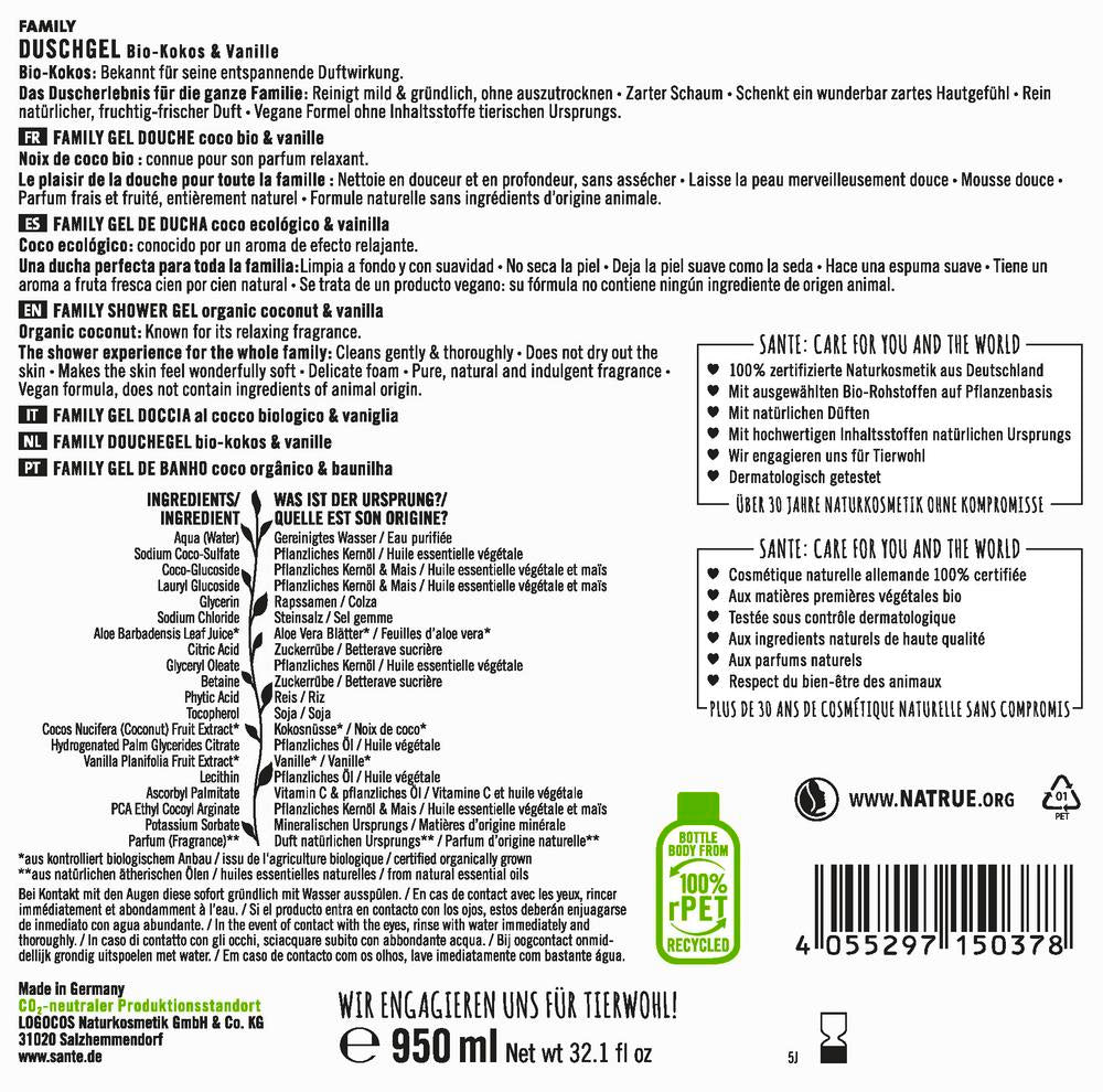 Family Duschgel Bio-Kokos & Vanille 950 ml