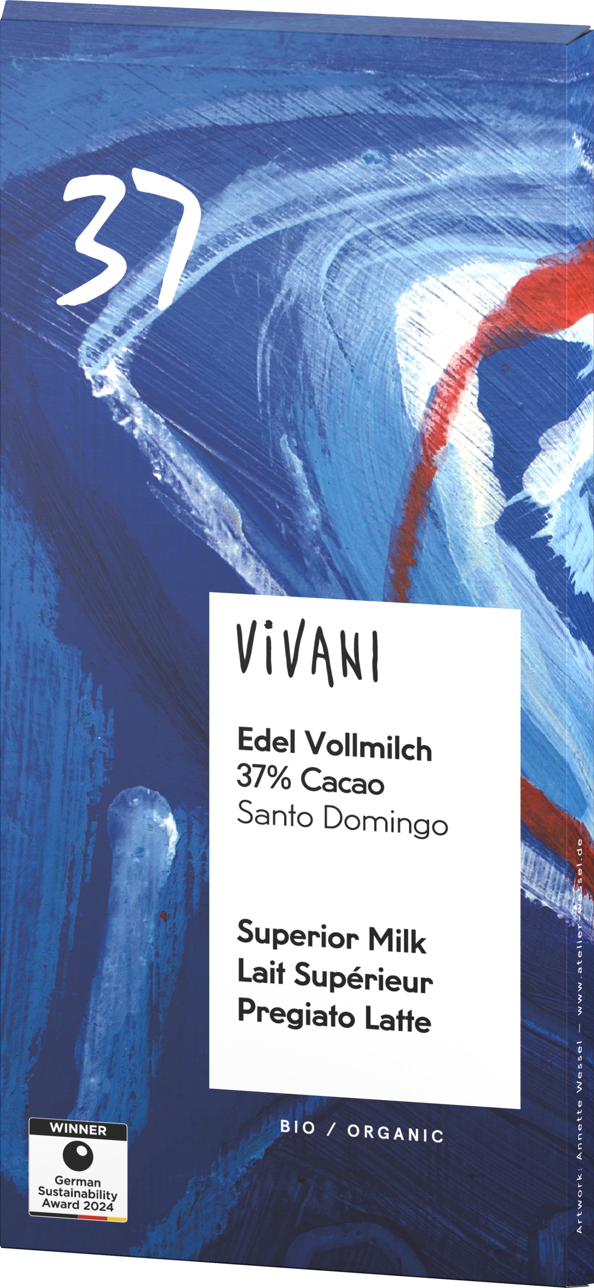 Edel Vollmilch Schokolade 37% Cacao Santo Domingo 80 g