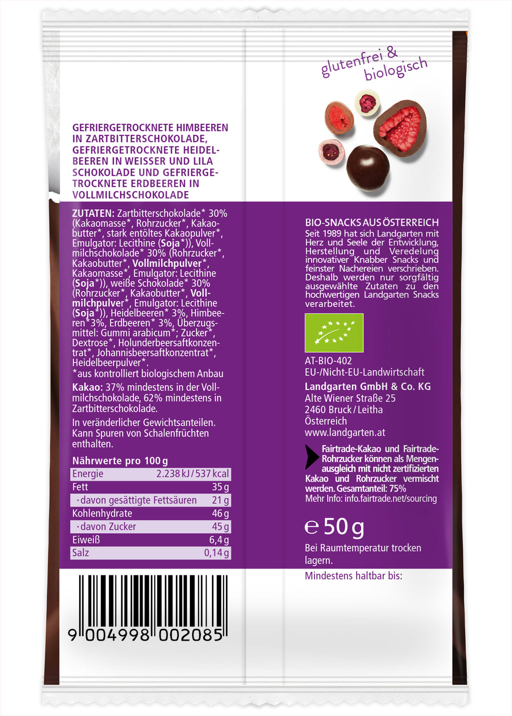 Beeren in dreierlei Schokoladen 50 g