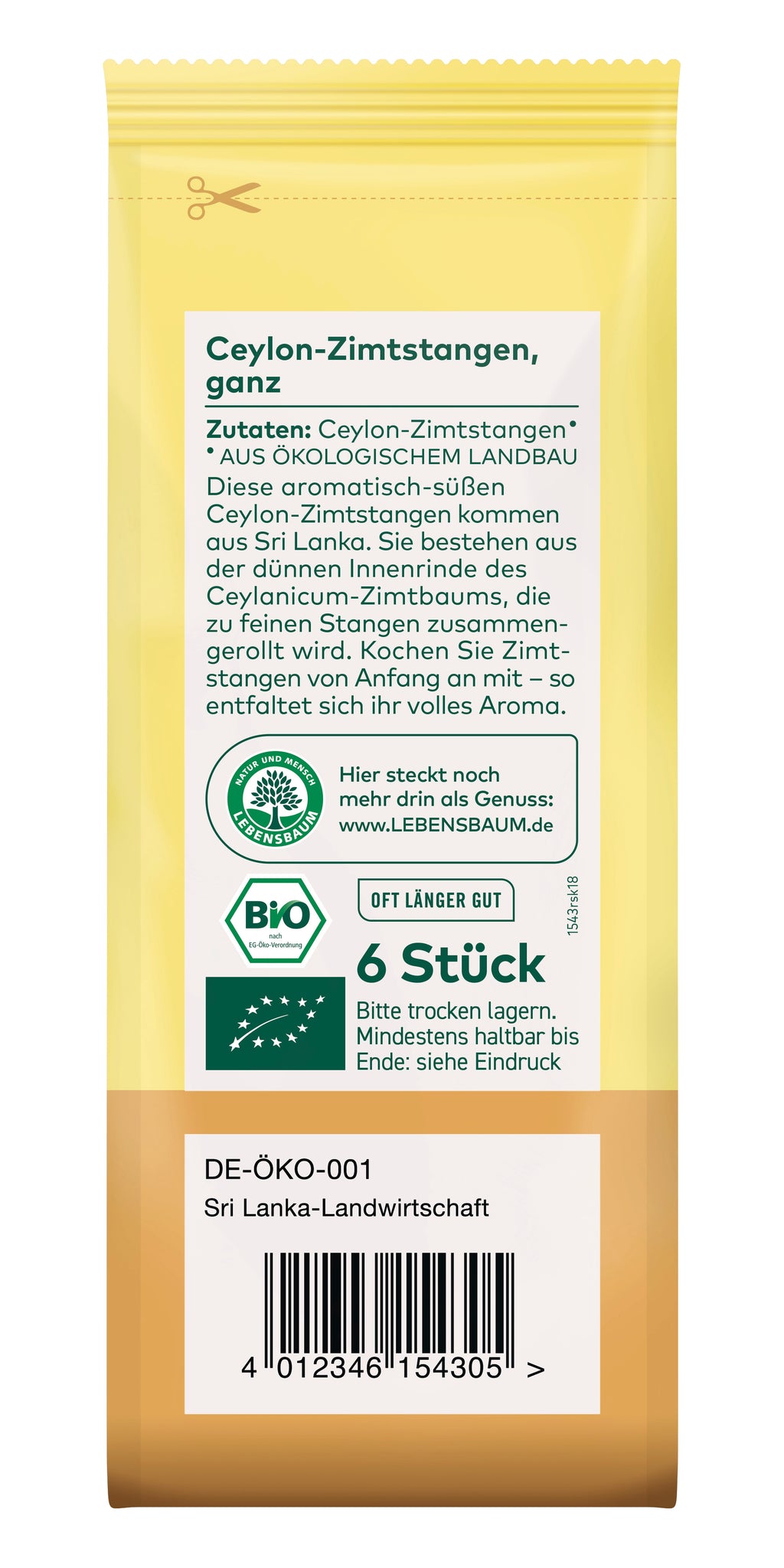 Ceylon-Zimtstangen 6 Stk