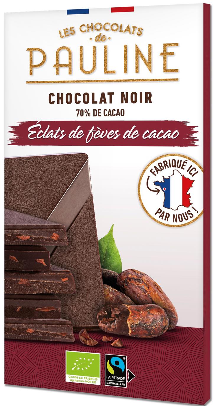 Dark Chocolate 70% Cacao Nibs 80 g