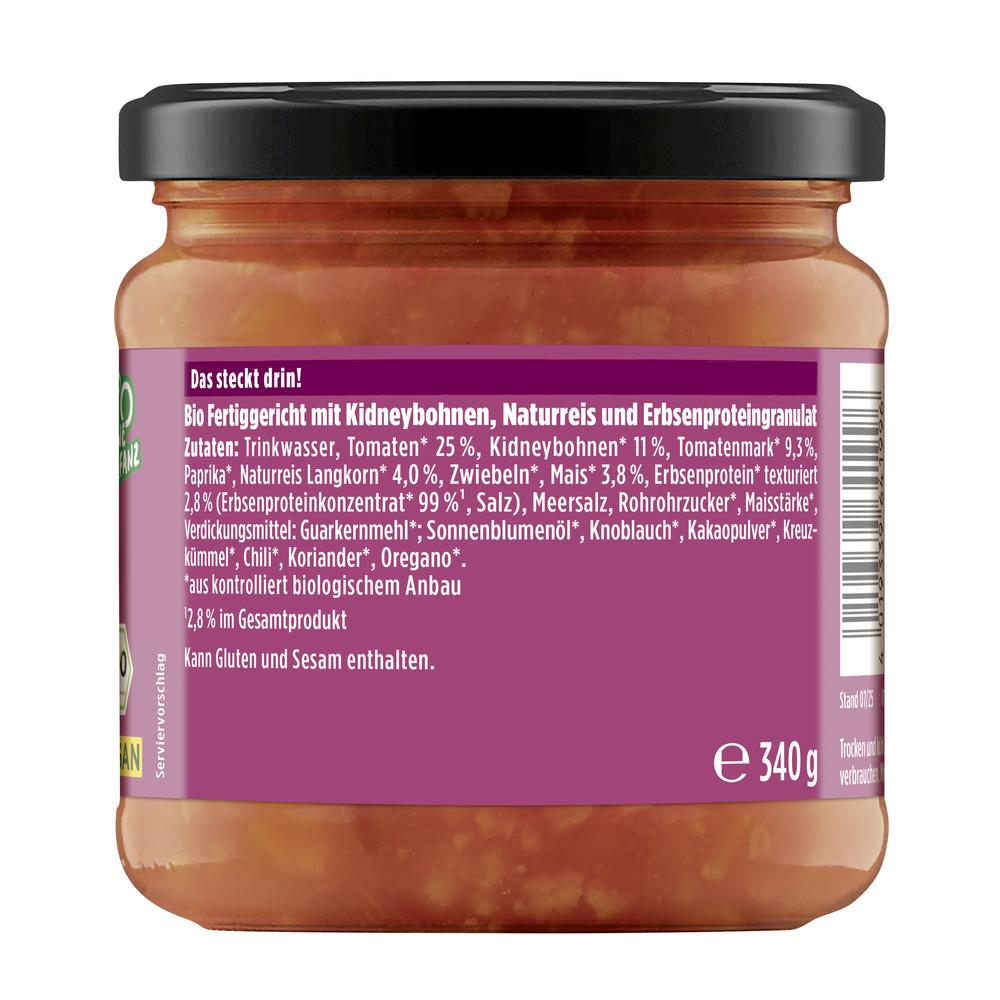 Chili sin Carne mit Vollkornreis 340 g