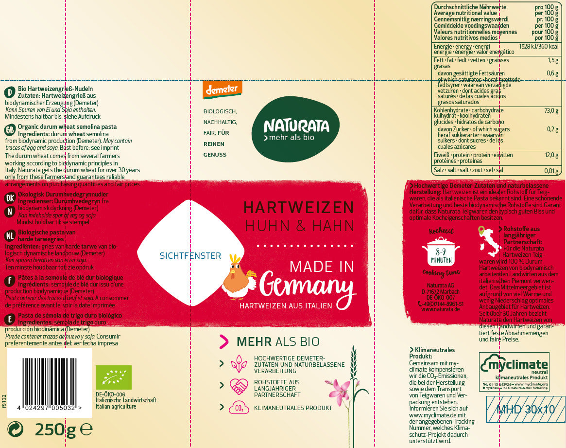 Huhn&Hahn Kindernudeln Hartweizen demeter 250 g