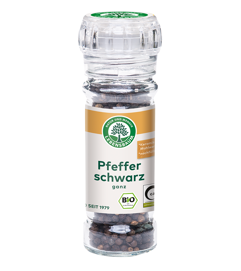Pfeffer  schwarz, ganz  Glasmühle 45 g