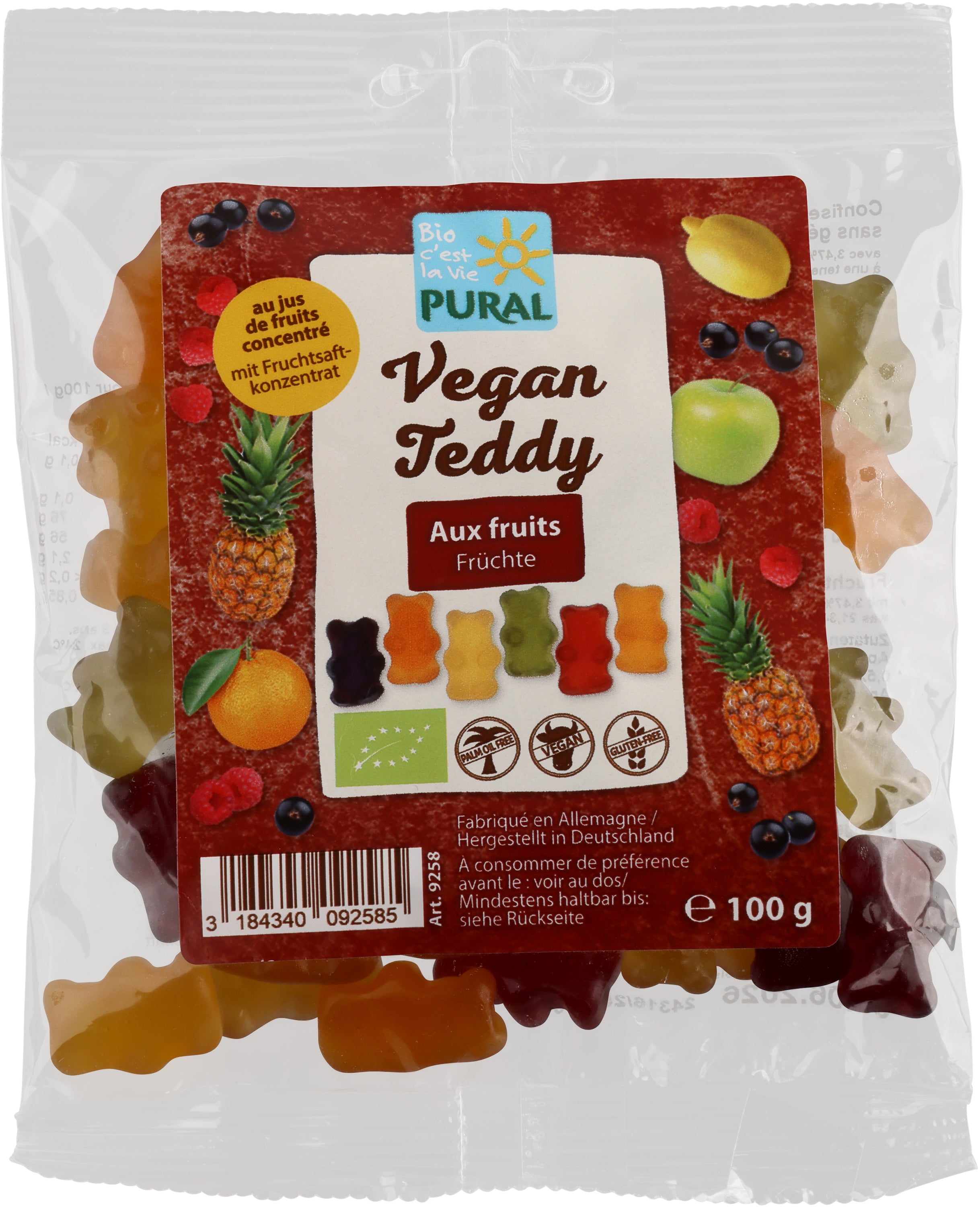 Vegan Teddy Fruchtgummi ohne Gelatine 100 g