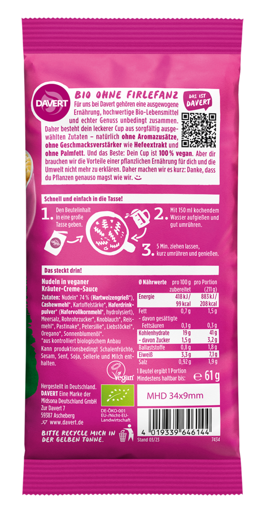 Noodle-Cup Kräuter-Creme-Sauce 61 g
