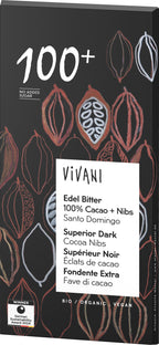 Edel Bitter Schokolade 100% Cacao + Nibs 80 g