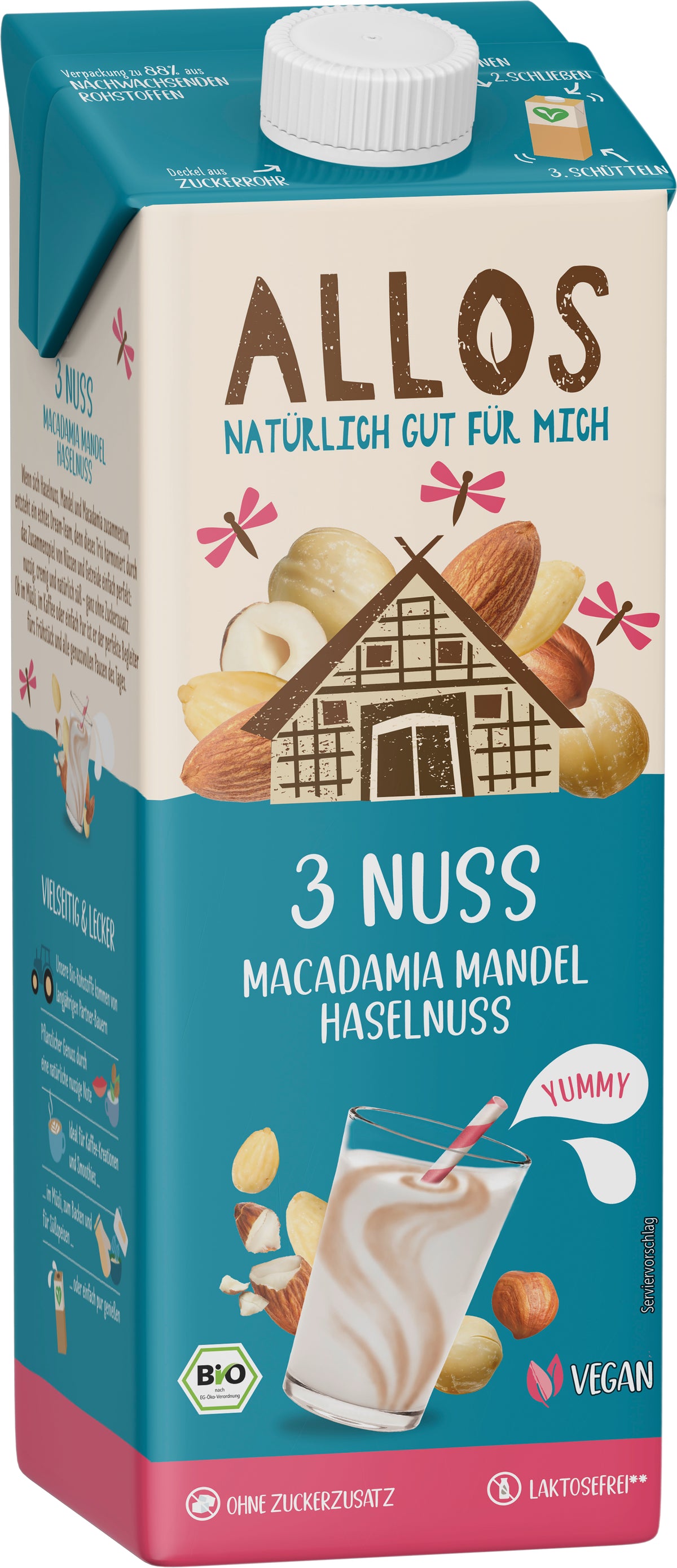 3 Nuss Macadamia Mandel Haselnuss Drink 1 l
