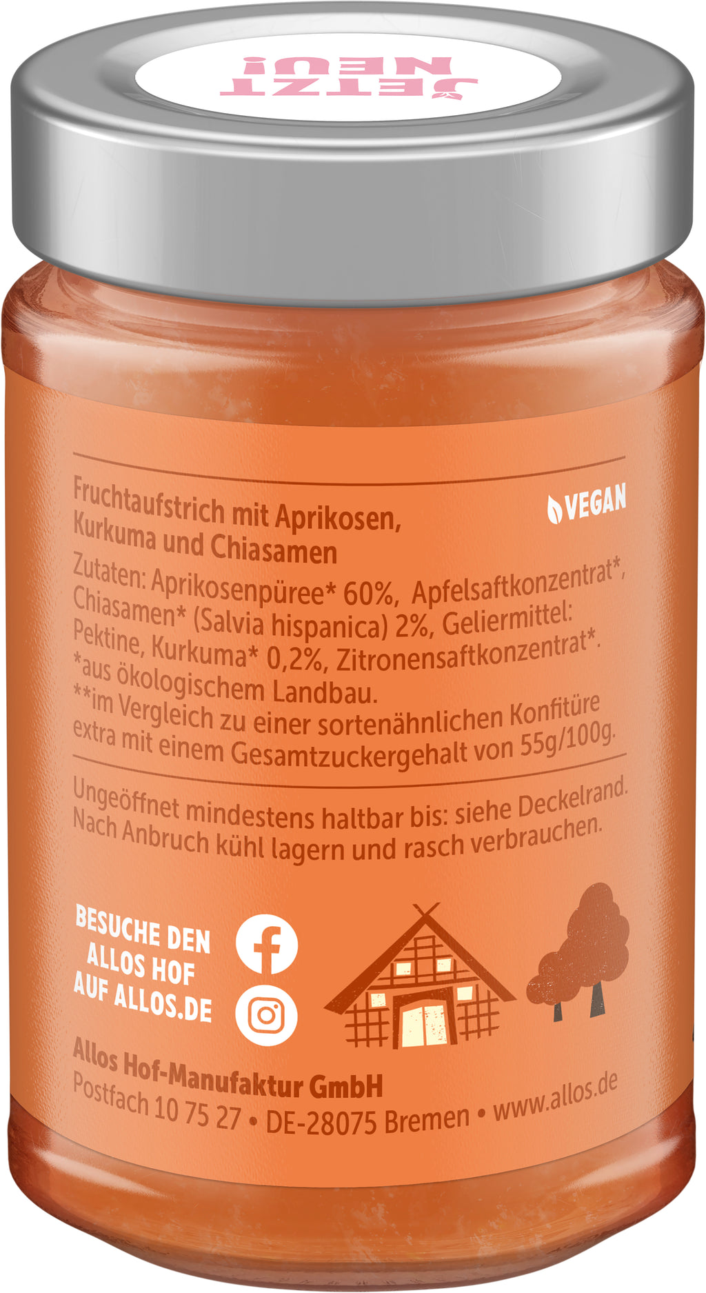 Super Fruit Aprikose mit Chia&Kurkuma Aufstrich 200 g