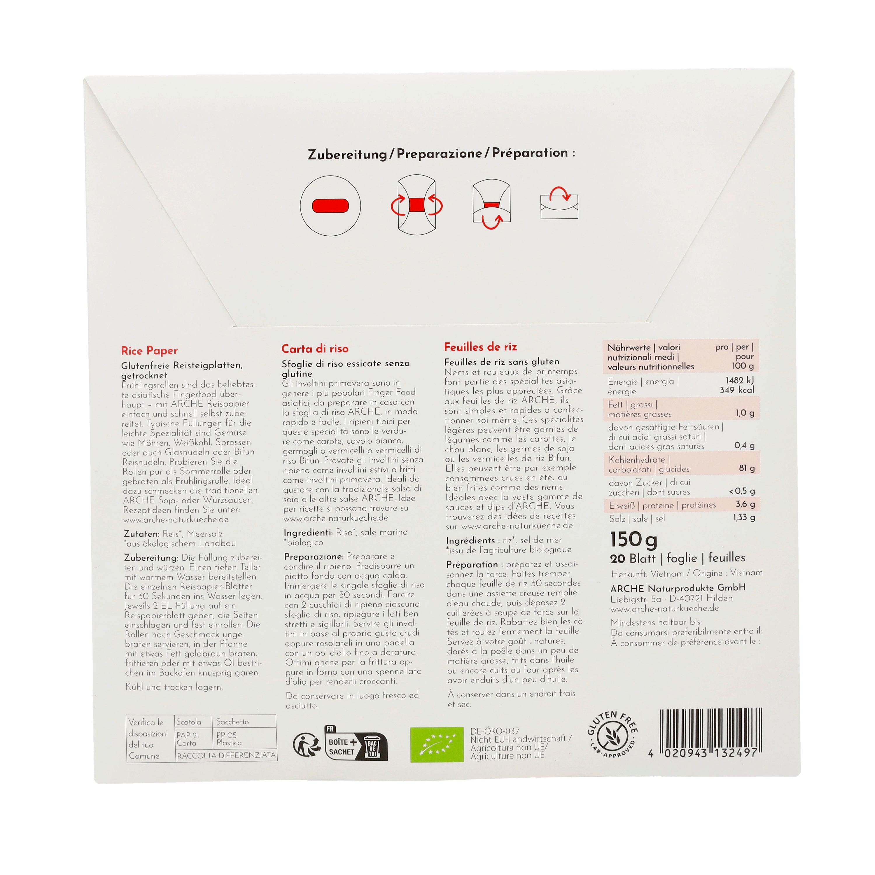 Reispapier ca. 21 Blätter 150 g