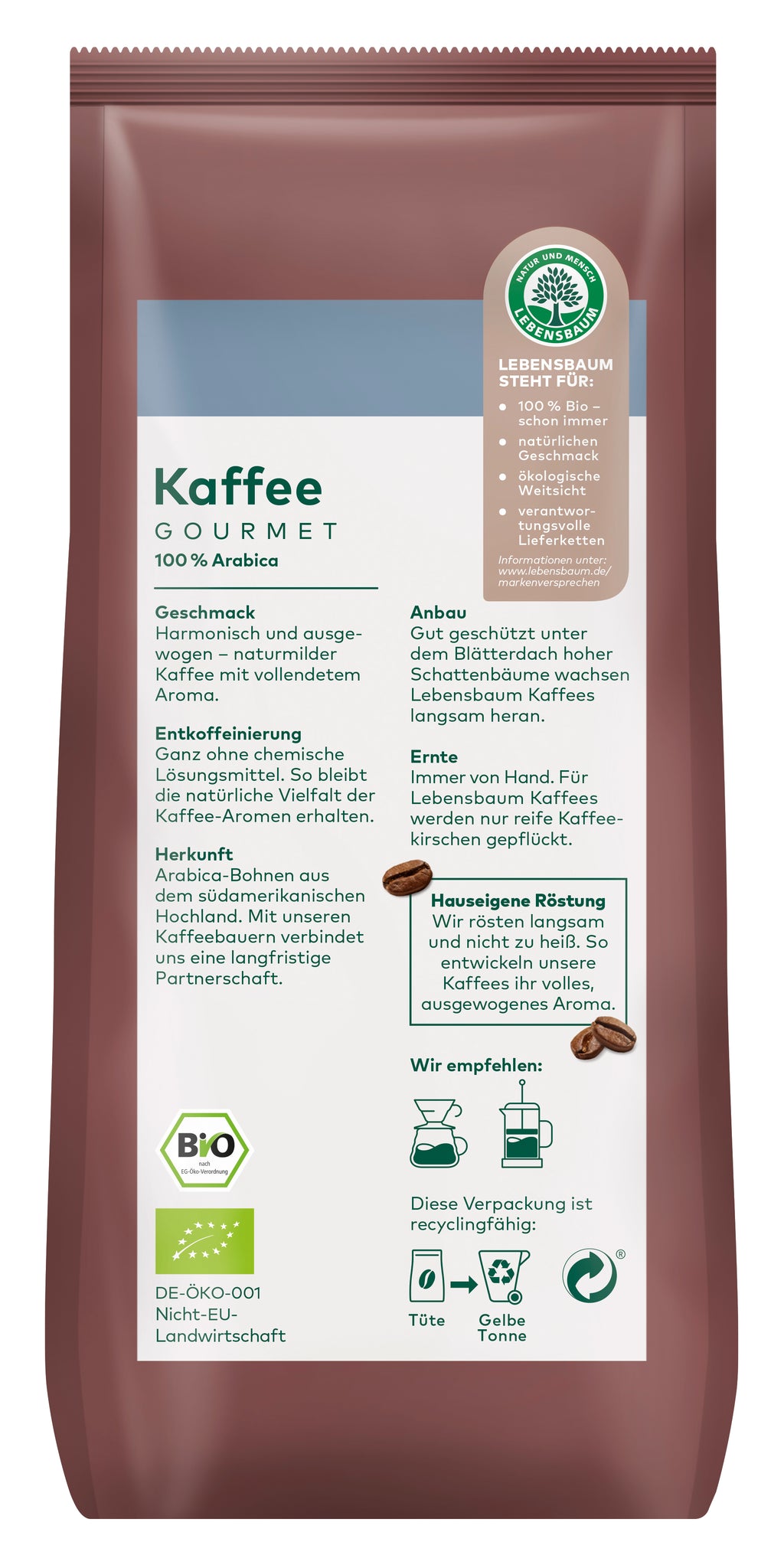 Gourmet-Kaffee gemahlen, entkoffeiniert 250 g