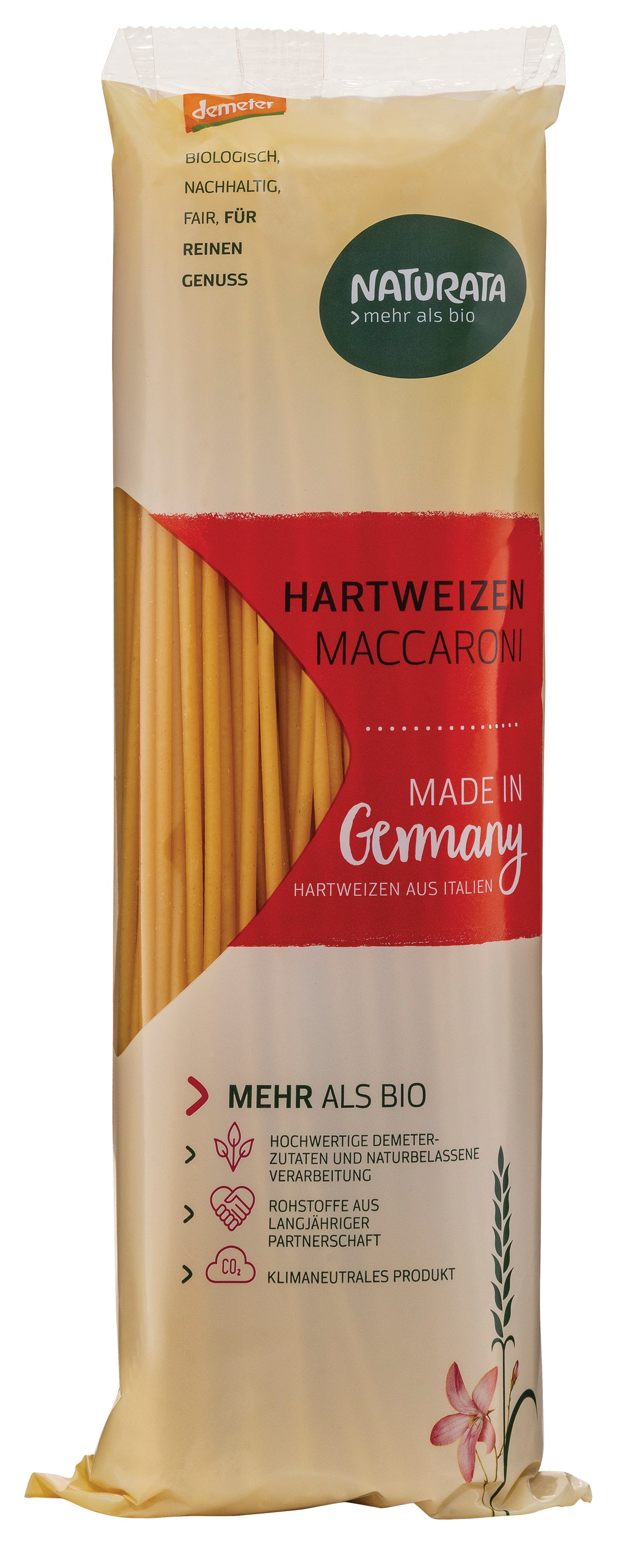 Maccaroni lang Hartweizen demeter 500 g