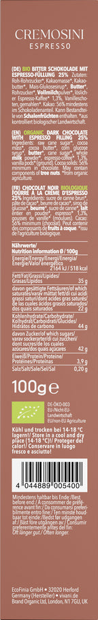 Cremosini Espresso ZB-Schokoladen Taler 100 g