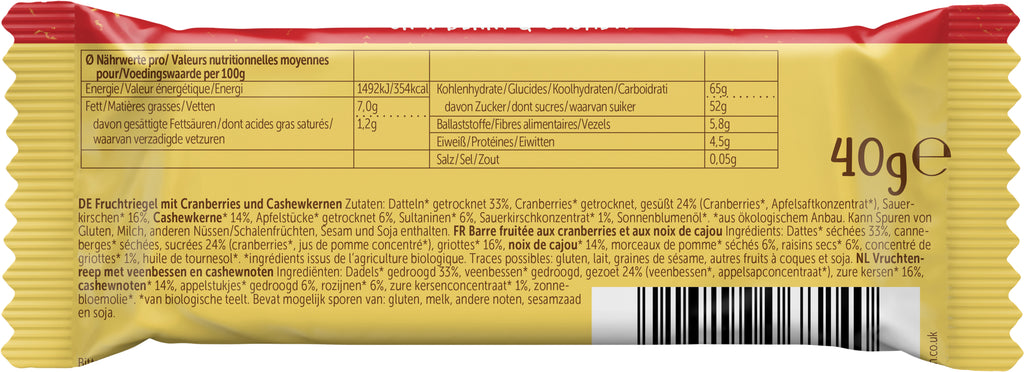 Frucht-Riegel Cranberry Cashew 40 g