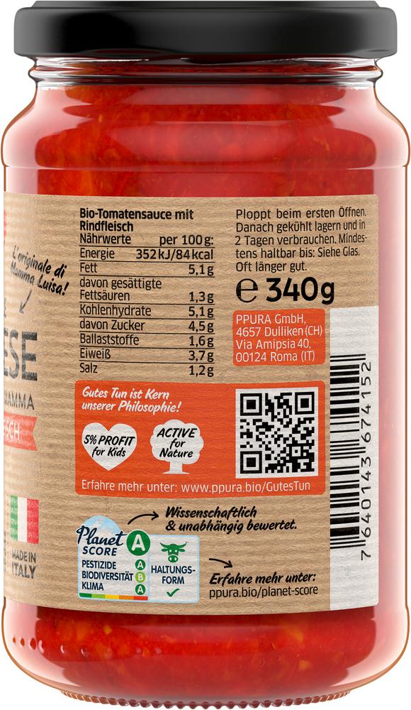 Sugo traditionelle Bolognese mit Rindfleisch 340 g