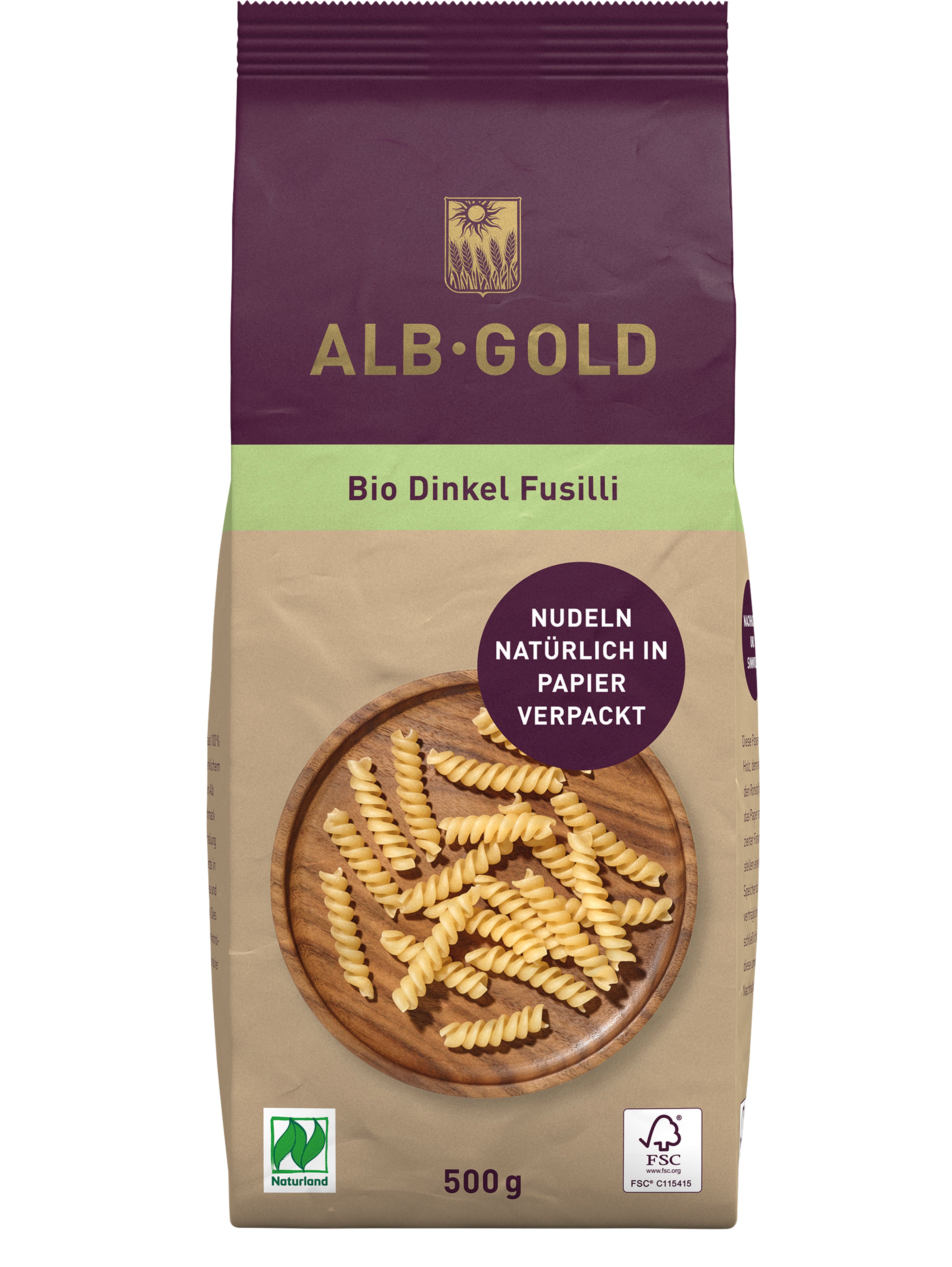 Fusilli Dinkel Papierverpackung 500 g