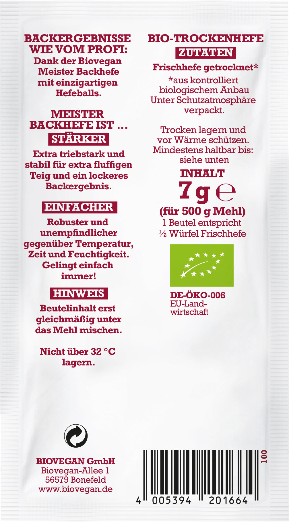 Meine Meister Backhefe 7 g
