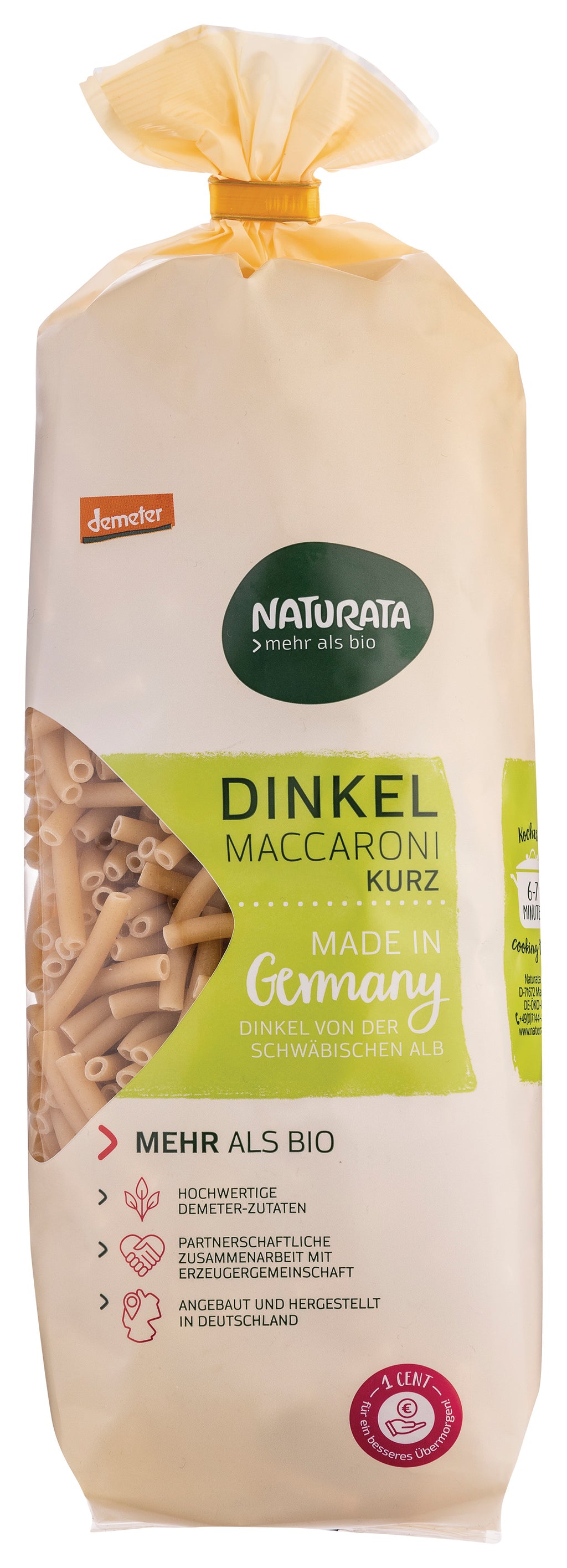 Maccaroni kurz Dinkel hell demeter 500 g
