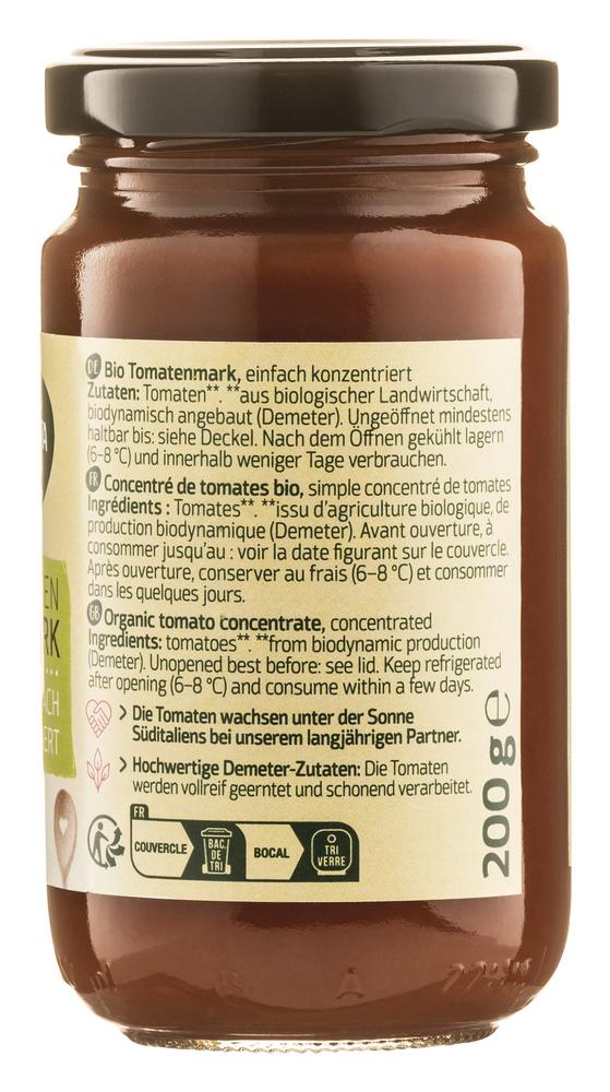 Tomatenmark einfach konzentriert demeter Glas 200 g