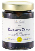 Kalamata Oliven mit Kern in Olivenöl in 100 % Rohk 330 g