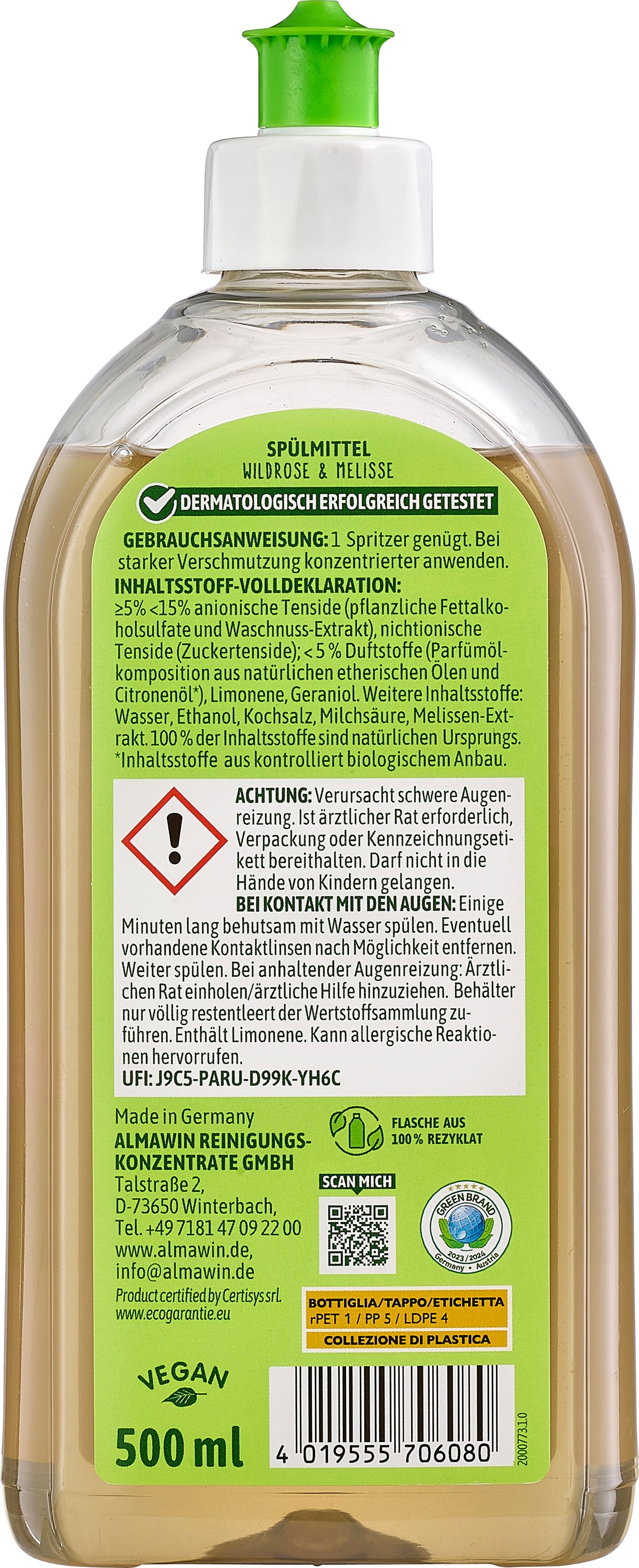 Spülmittel Wildrose Melisse 500 ml