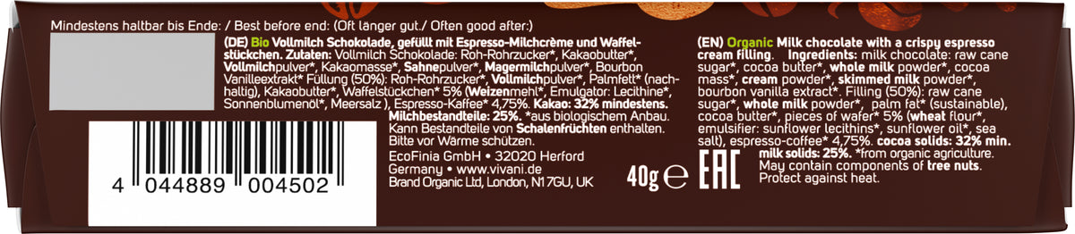 Espresso Biscotti Schokoriegel 40 g