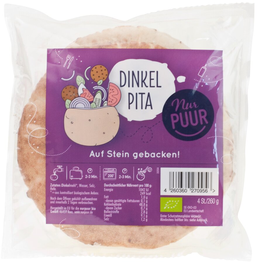 Dinkel Pita 4 Stück 260 g