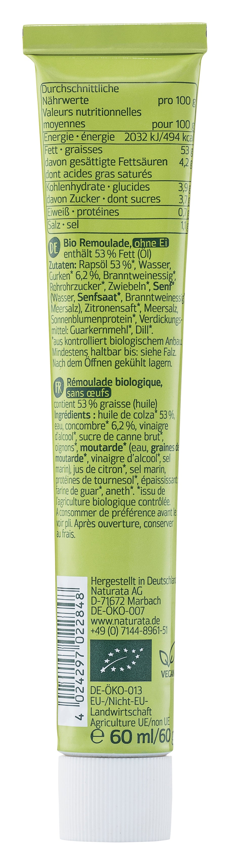 Vegane Remoulade mit Rapsöl  Tube 60 ml