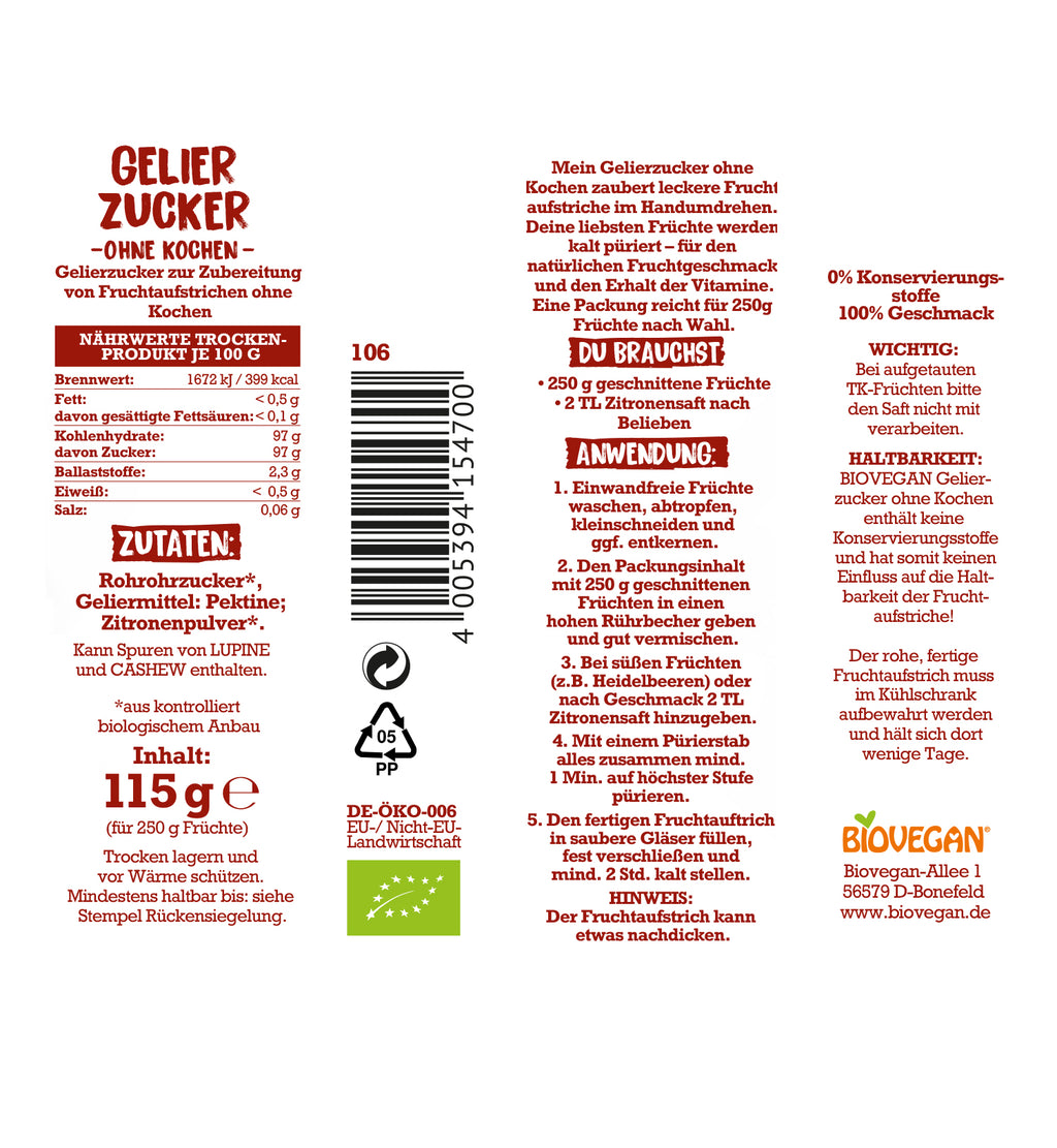 Gelierzucker ohne Kochen 115 g