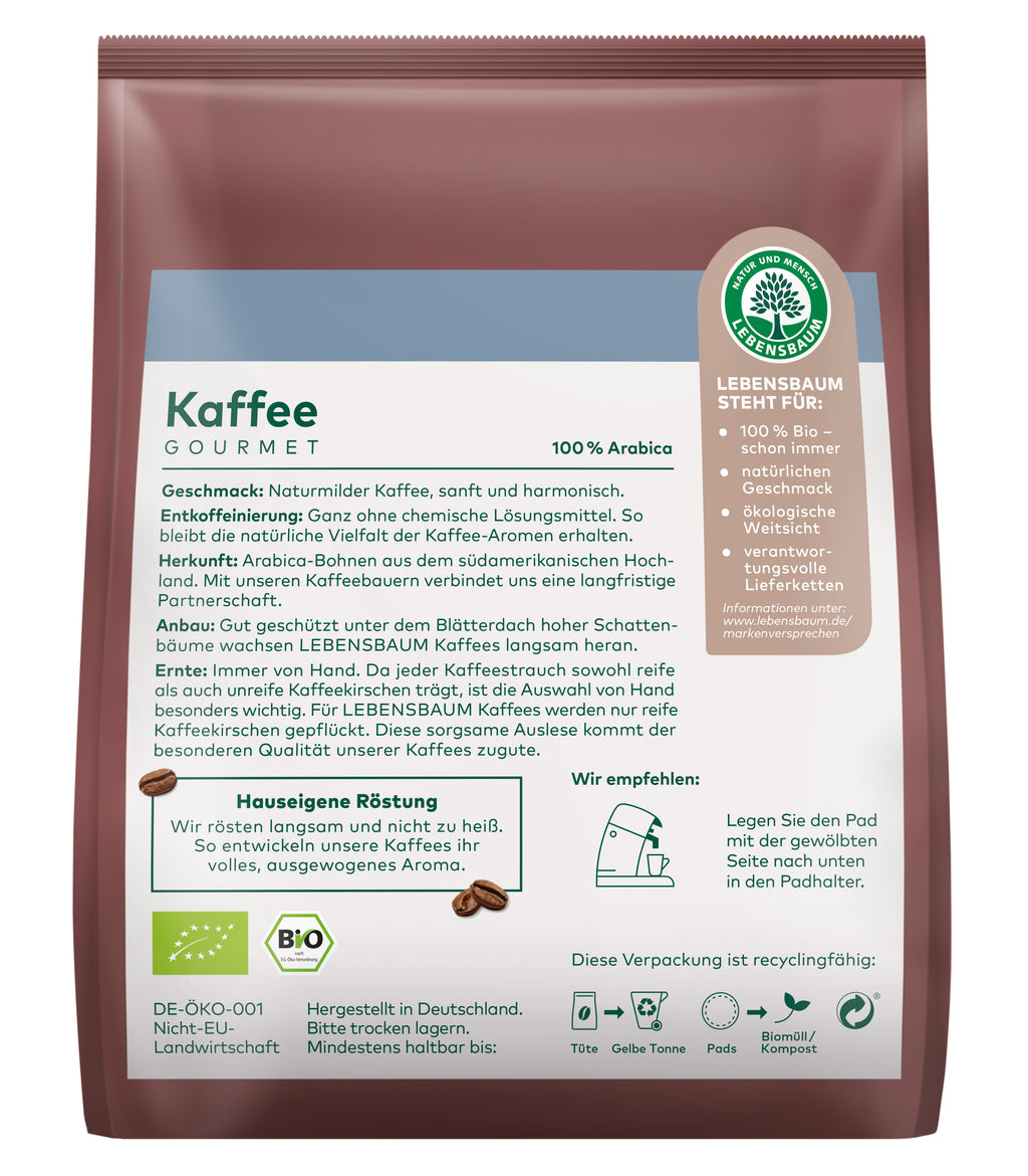 Pads Gourmet Caffe Crema entkoffeiniert 126 g